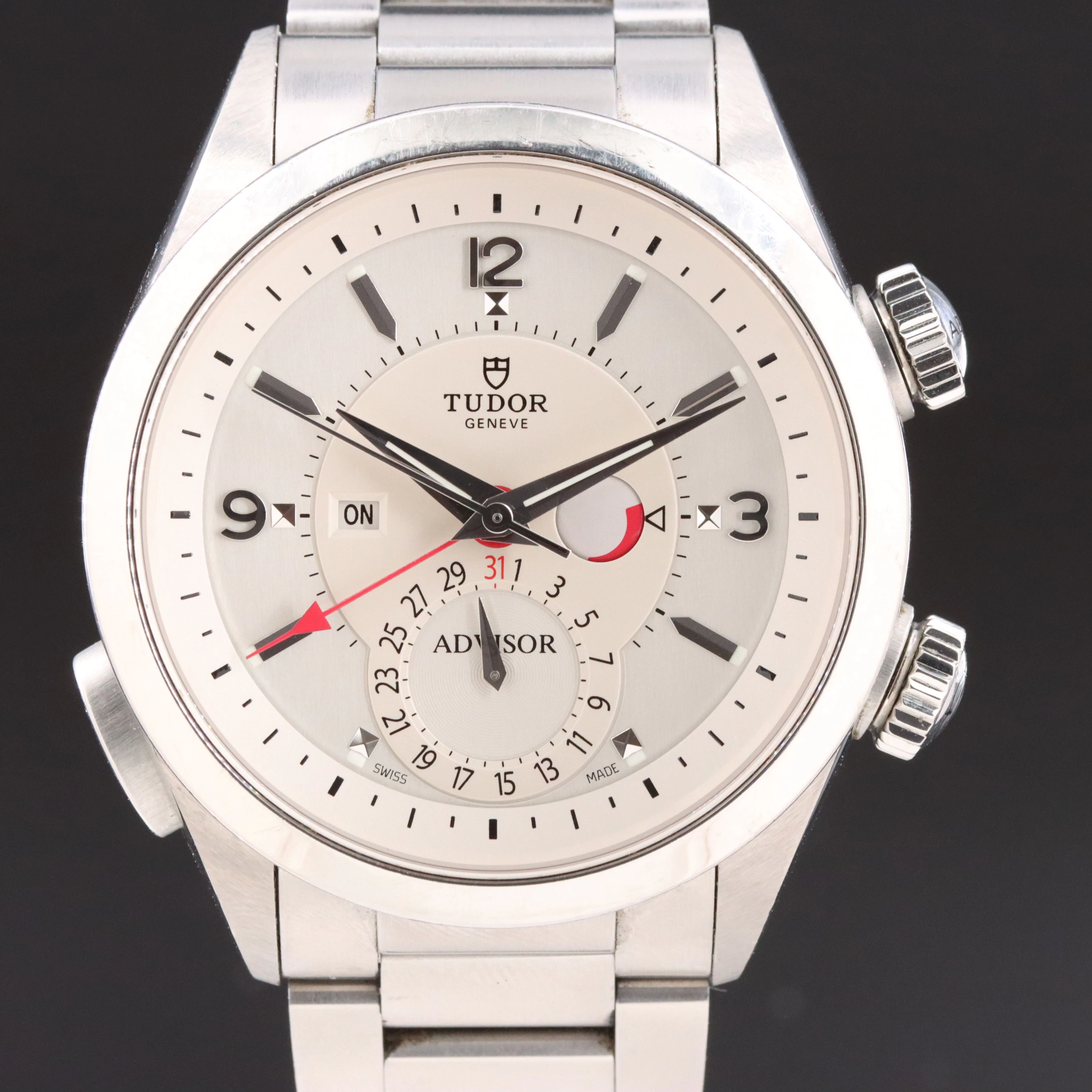 Tudor Heritage Advisor Power Reserve Indicator Alarm Date Steel Titanium Watch