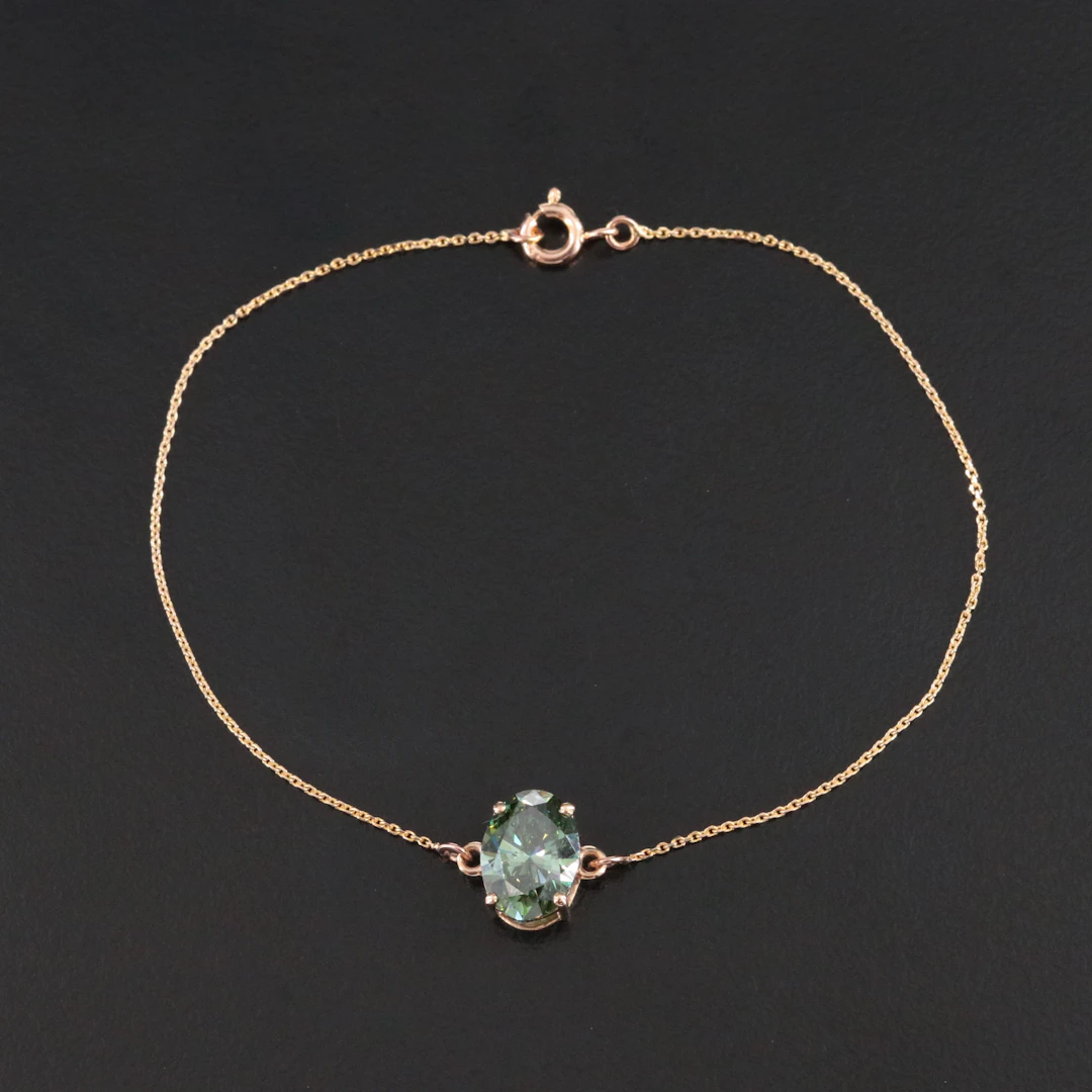 14K 2.09 CT Fancy Vivid Green Lab Grown Diamond Bracelet with IGI Report