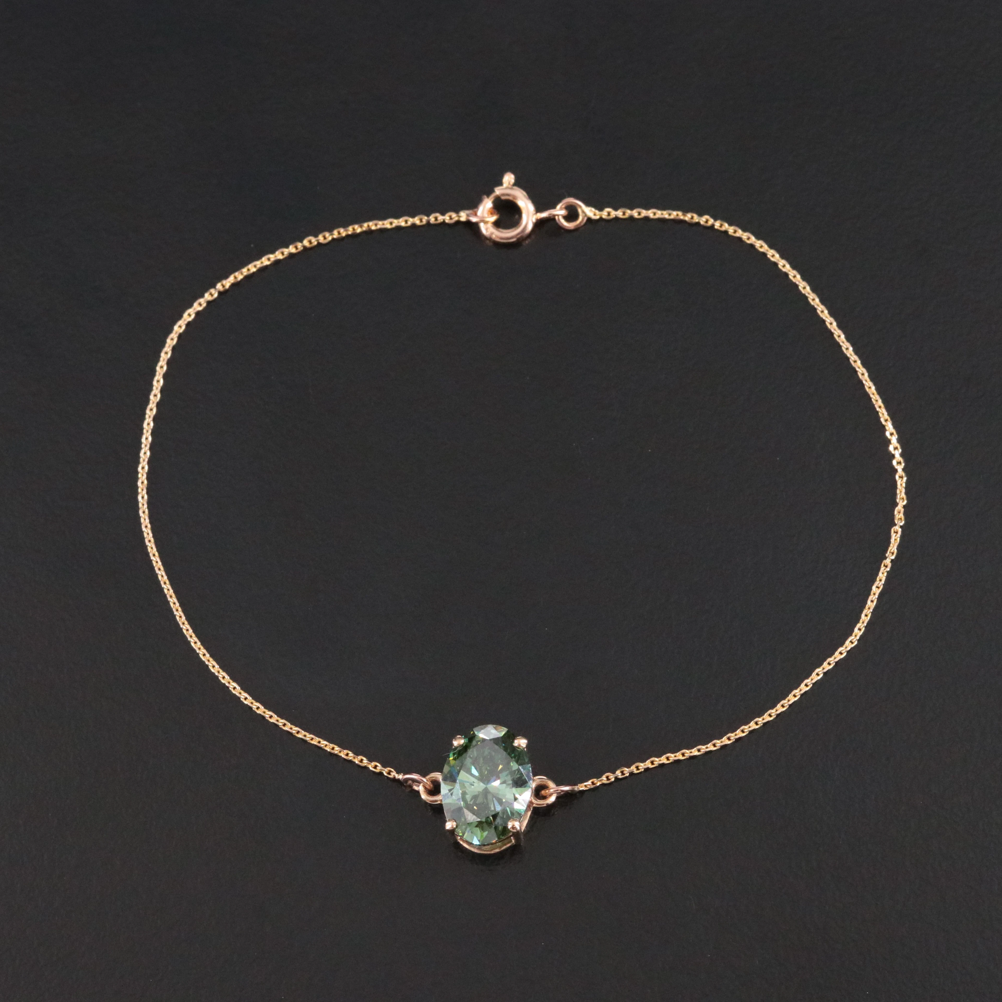 14K 2.09 CT Fancy Vivid Green Lab Grown Diamond Bracelet with IGI Report