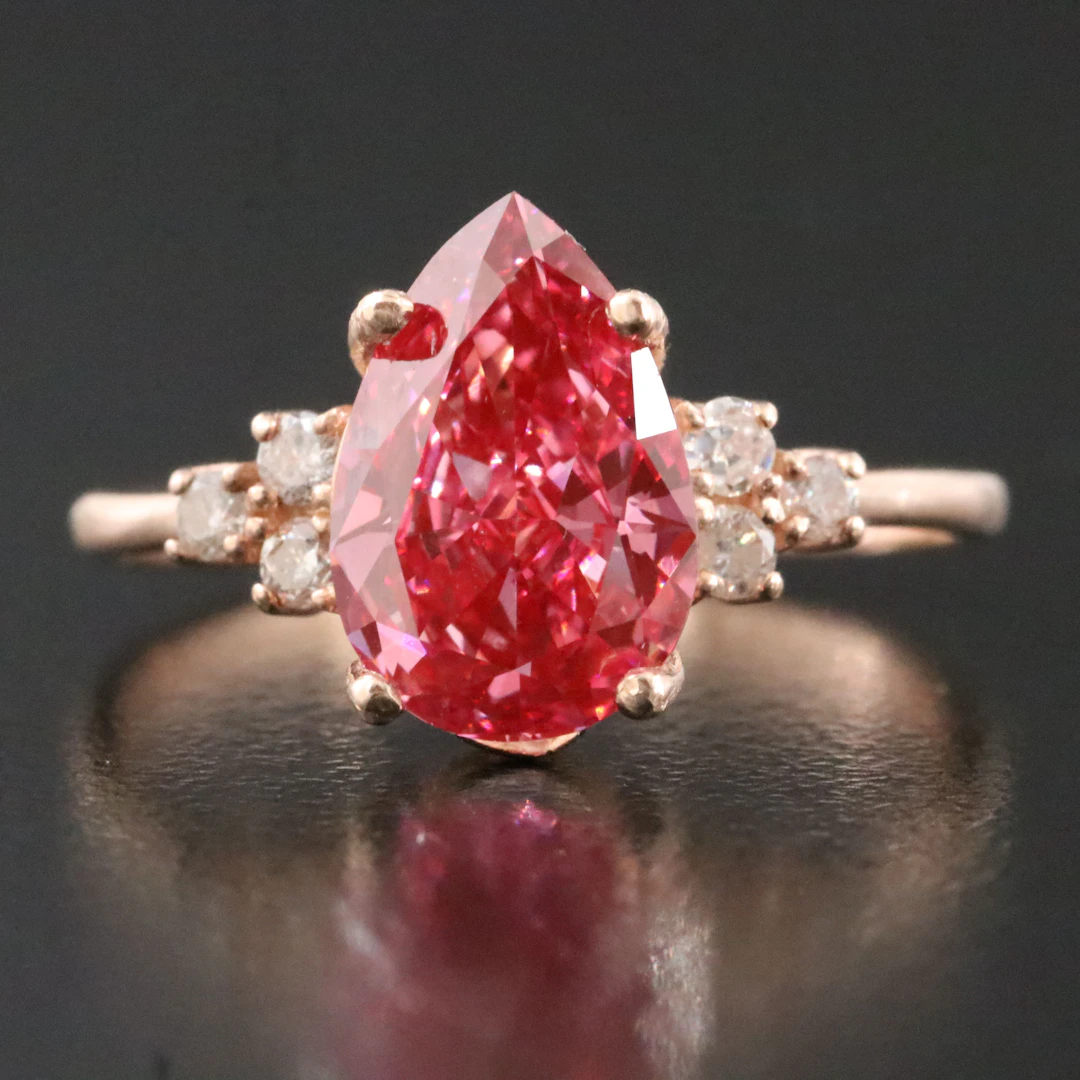 14K Rose Gold 2.19 CTW Diamond Ring with Fancy Pink Lab Grown Center