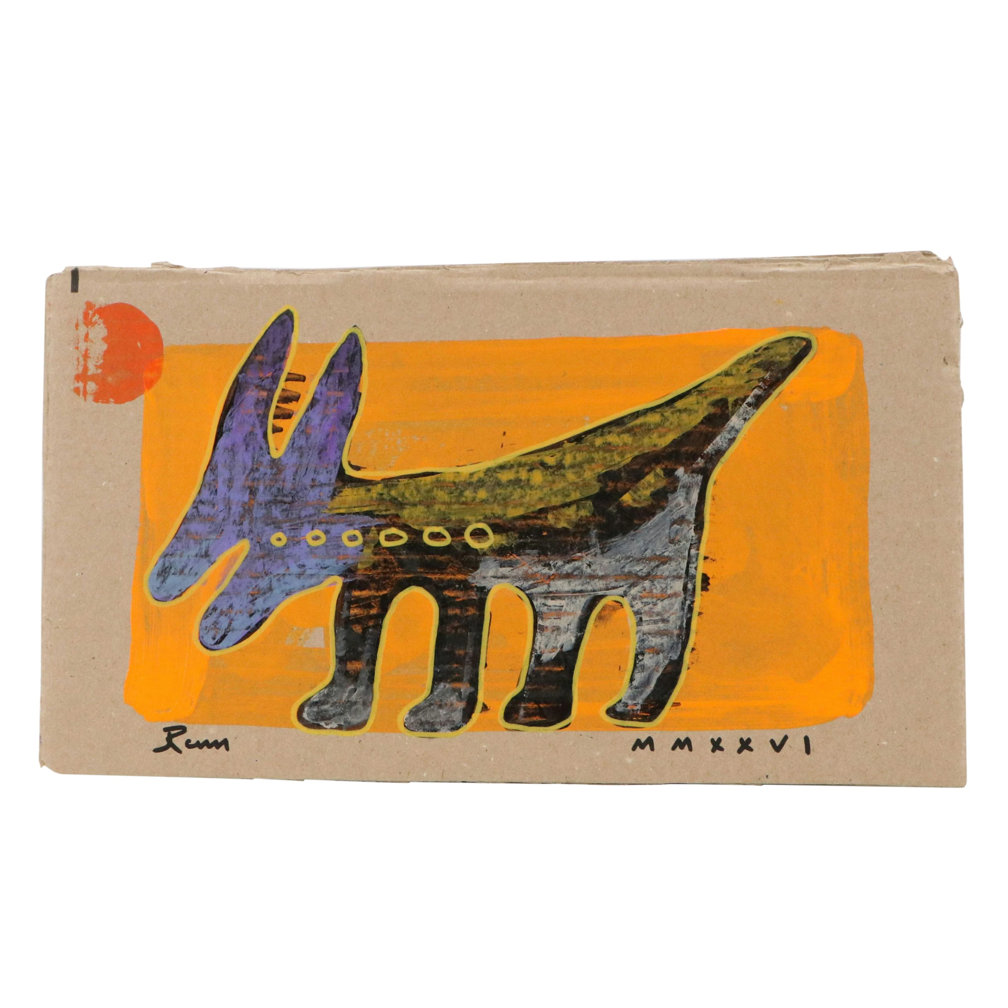 Joshua Ramsey Stylized Southwestern Acrylic Painting "el coyote #1," 2026