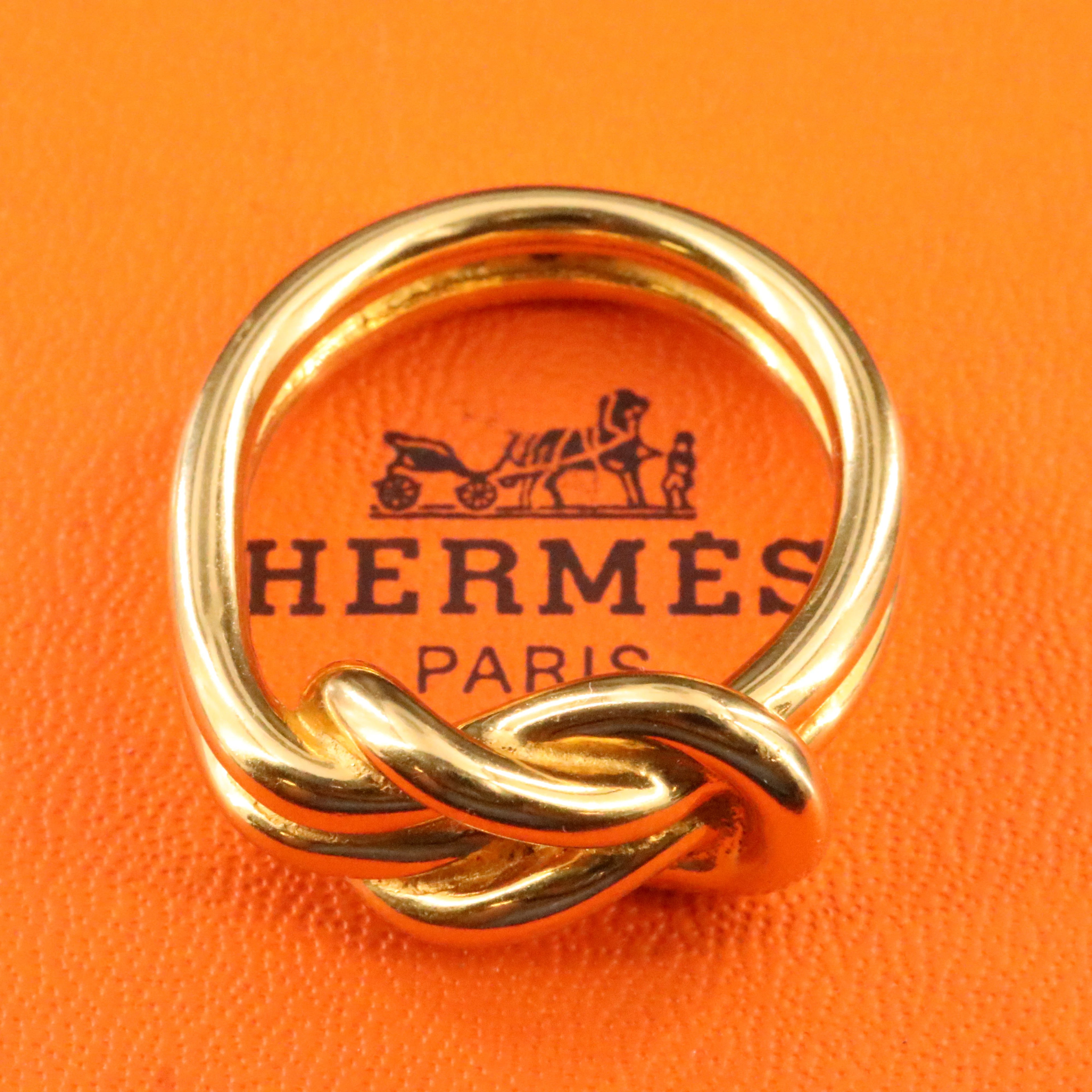 Hermès Atame Gold Tone Scarf Ring