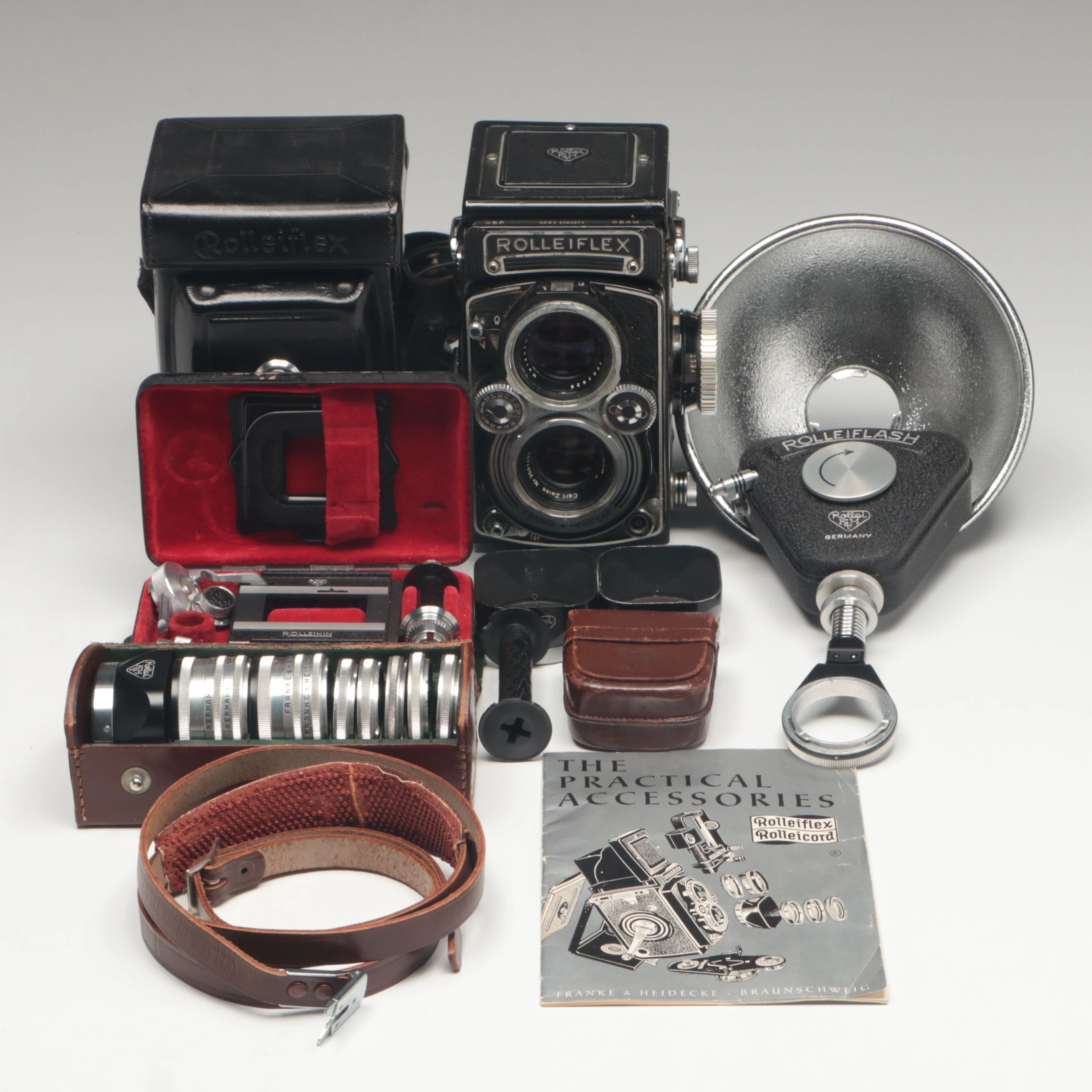 Rolleiflex TLR Film Camera with Rolleiflash and More Accessories, Early 20th C.