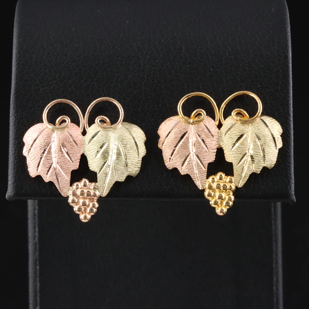 10K Tri-Color Grape Earrings