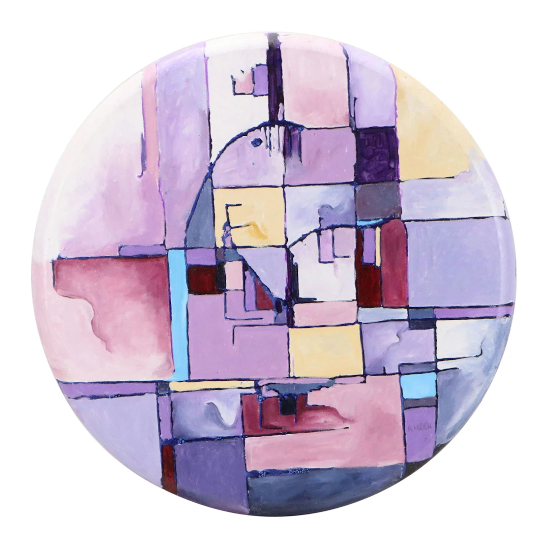 Rosemarie Bloch Round Acrylic Painting "Somber Winter Solstice", 2013