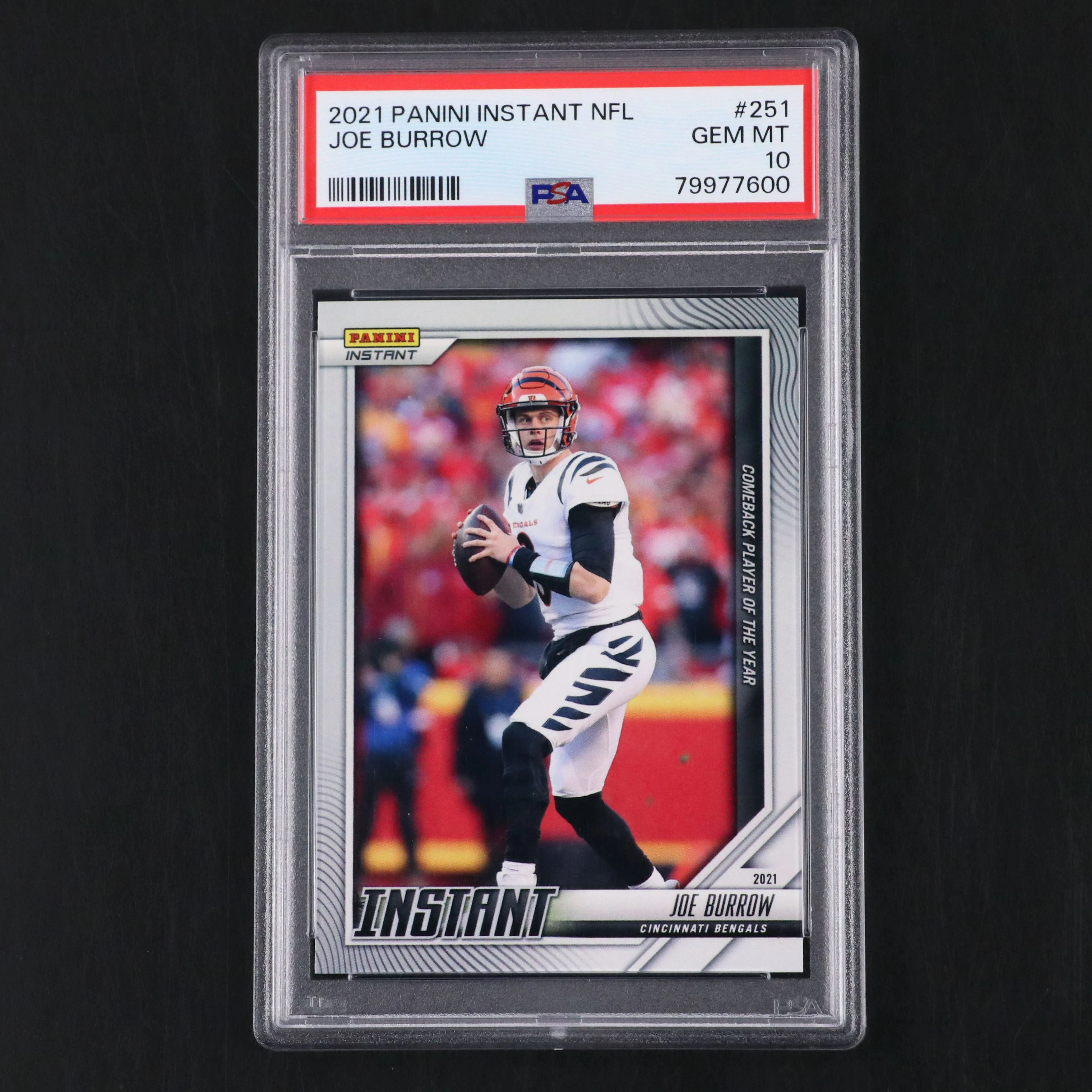 2021 Panini Instant Joe Burrow Cincinnati Bengals Football Card Graded PSA 10