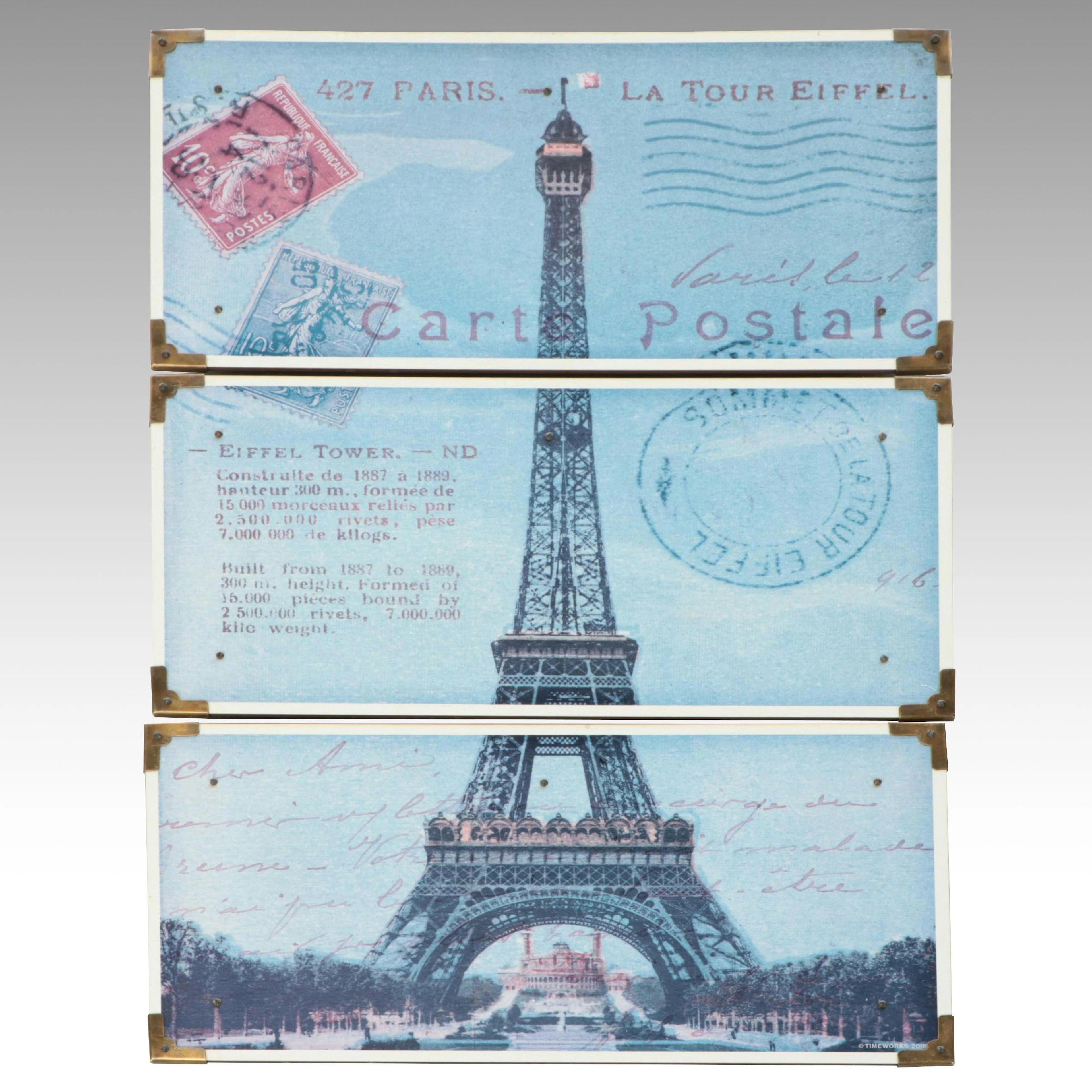 Triptych Print of Eiffel Tower