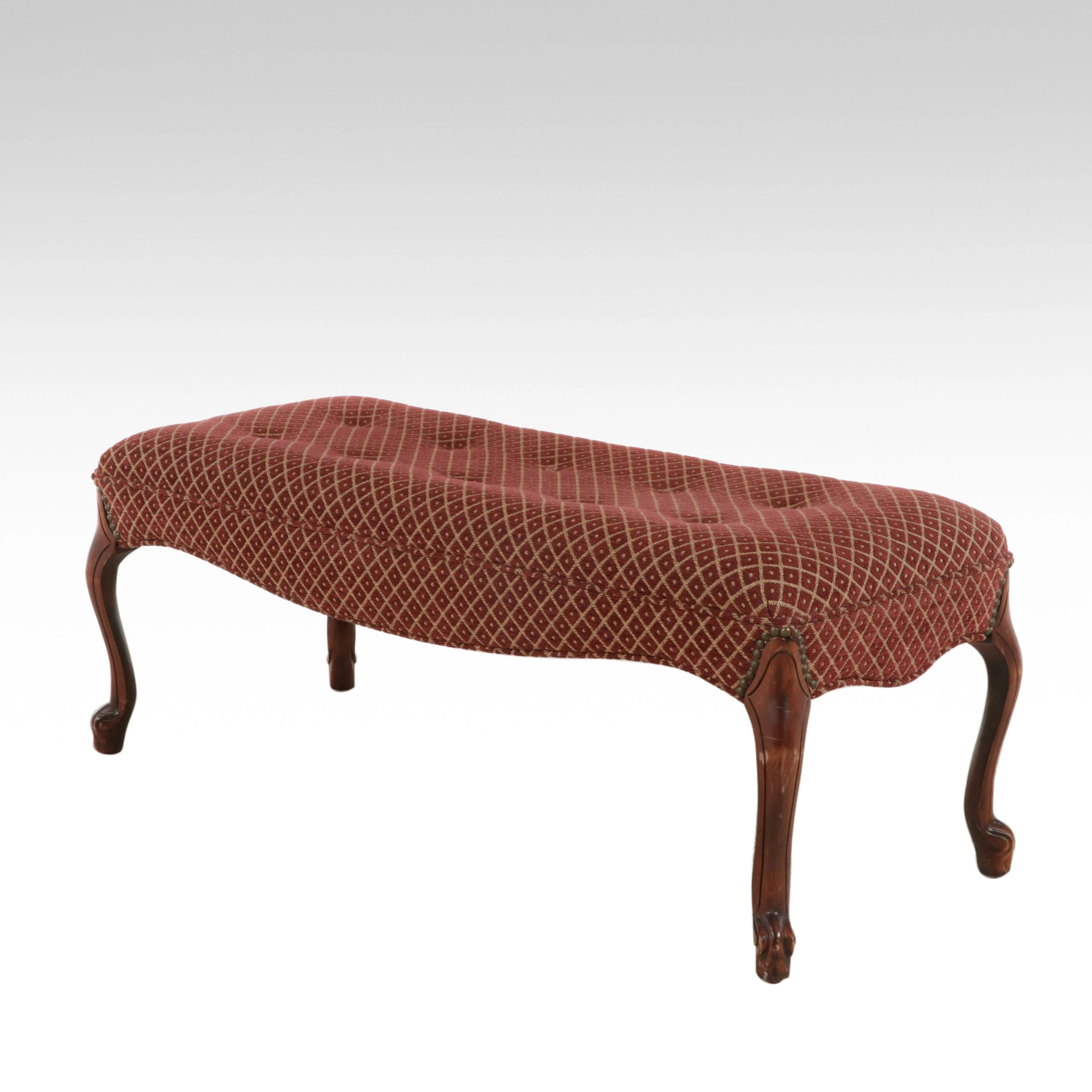 French Provincial Style Upholstered Long Bench, 20th Century