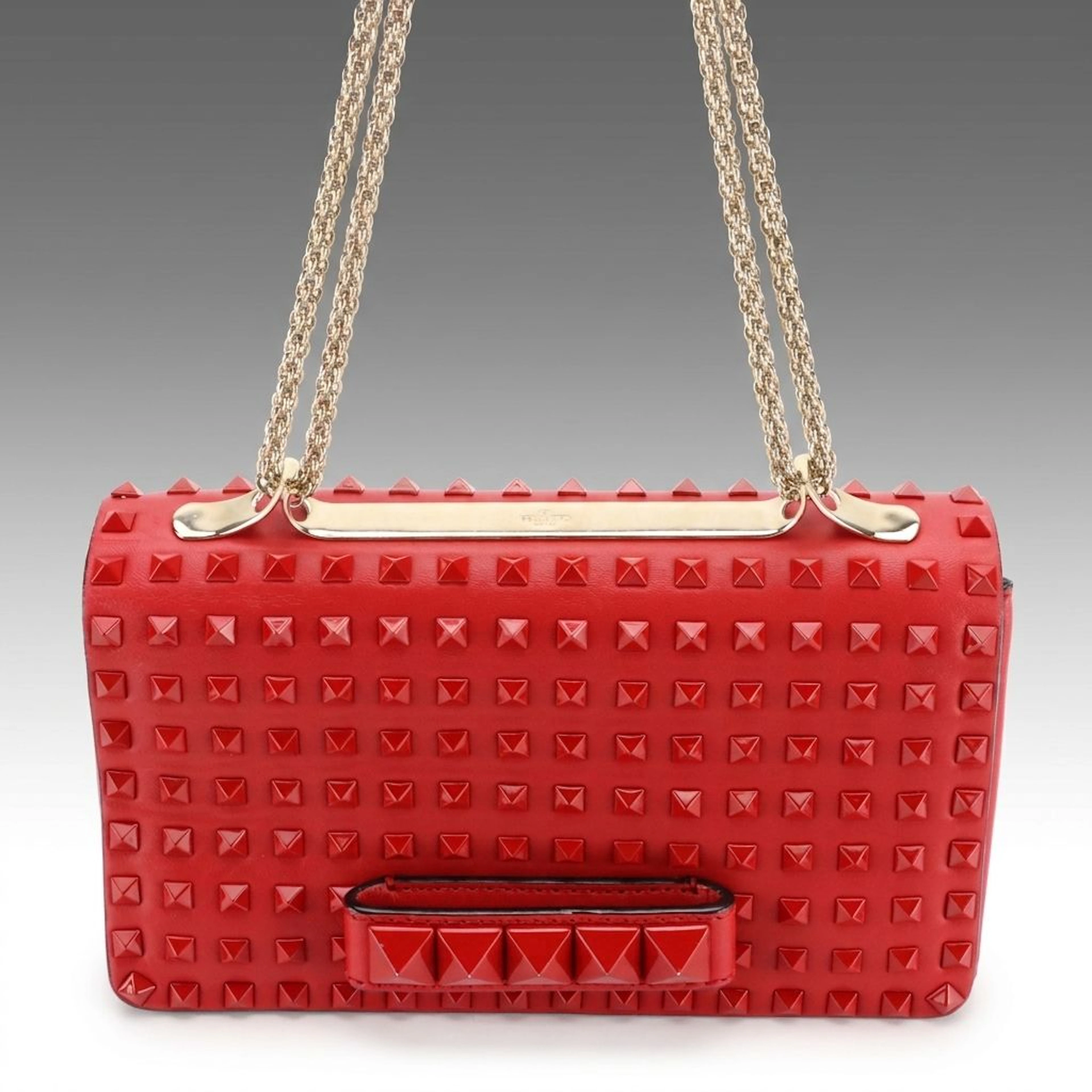 Valentino Garavani Va Va Voom Clutch/Crossbody Bag in Red Rockstud Leather