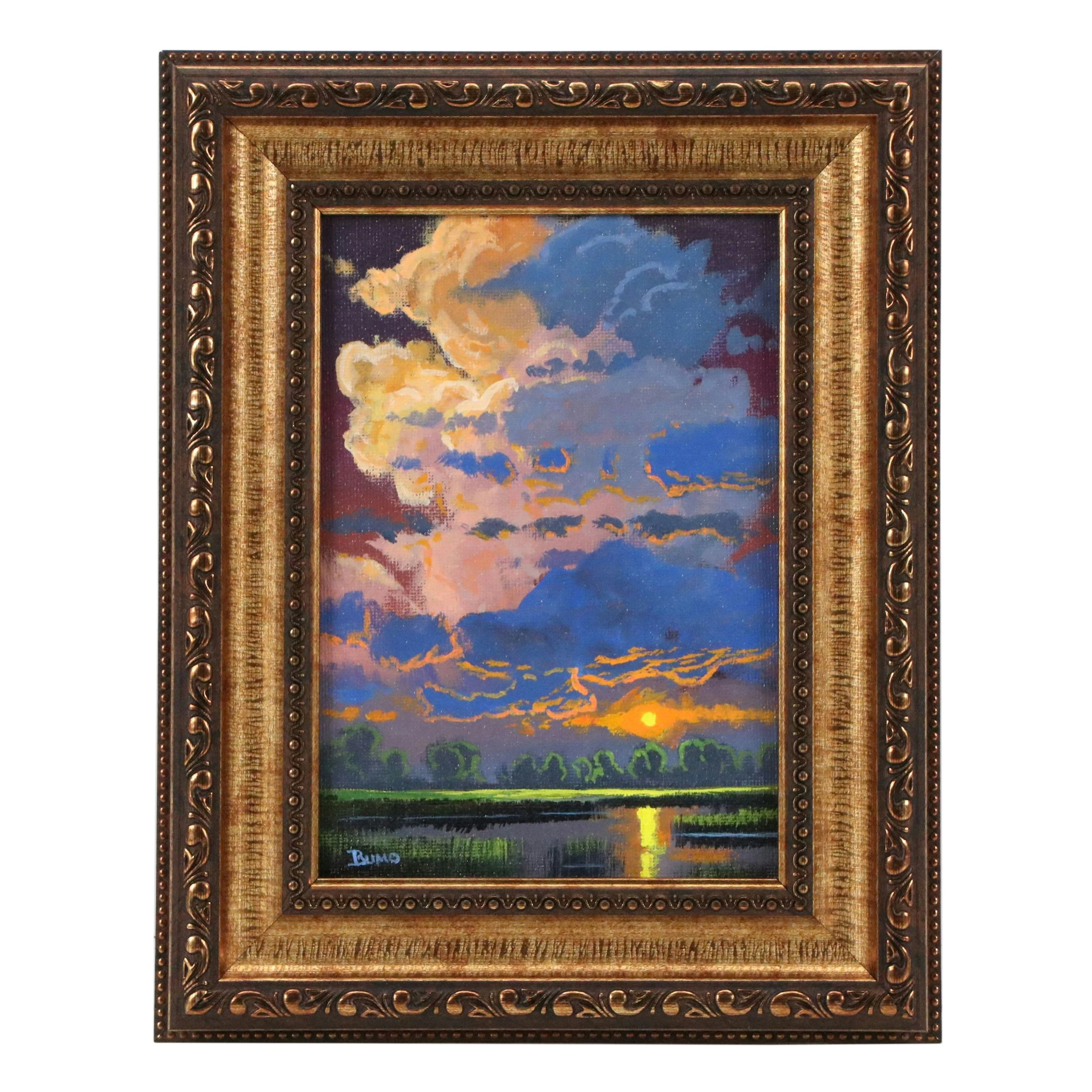 Douglas "Bumo" Johnpeer Acrylic Painting of Marsh Landscape at Sundown, c. 2026