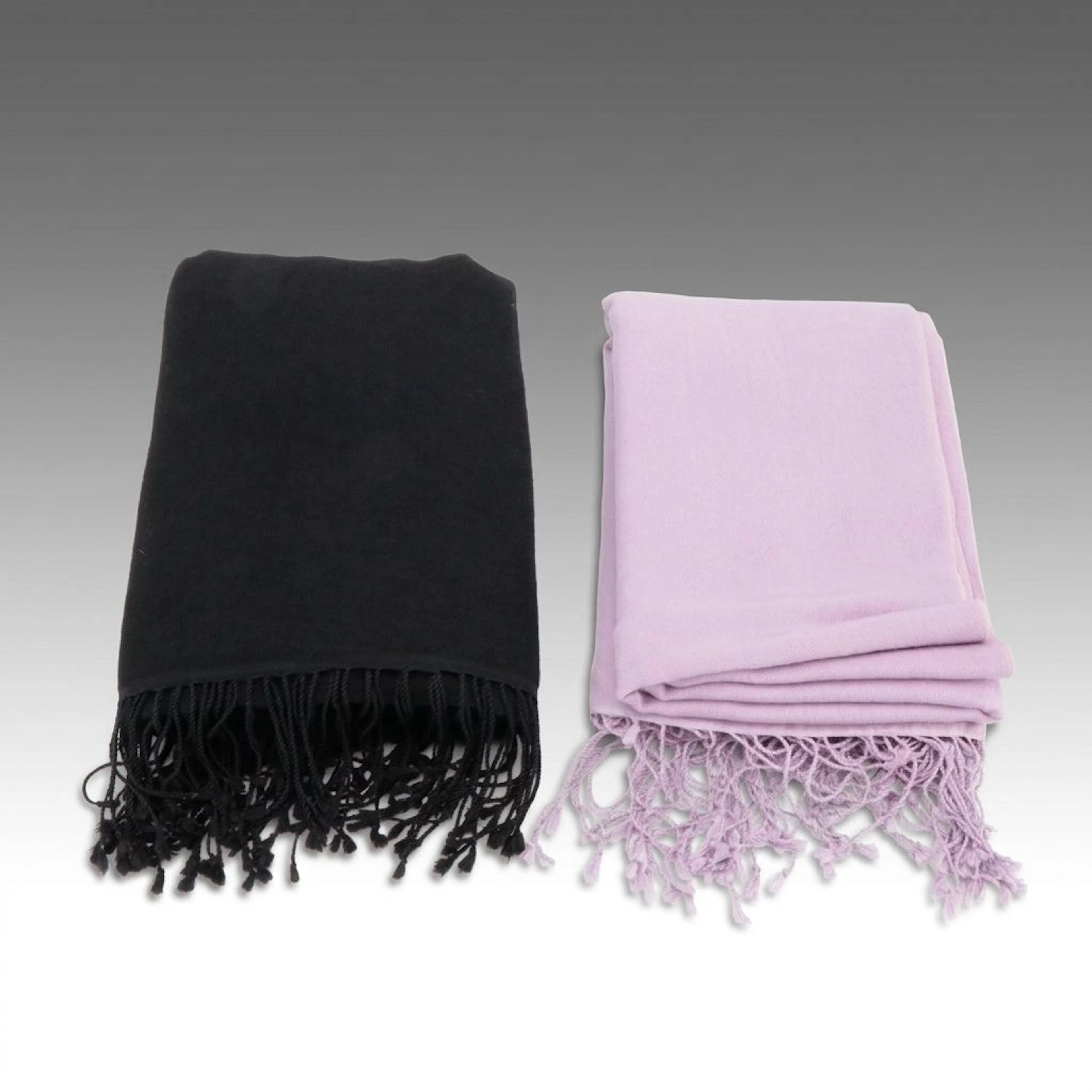 Handloomed Pashmina Fringe Shawl in Lavender Cashmere/Silk W/ Other