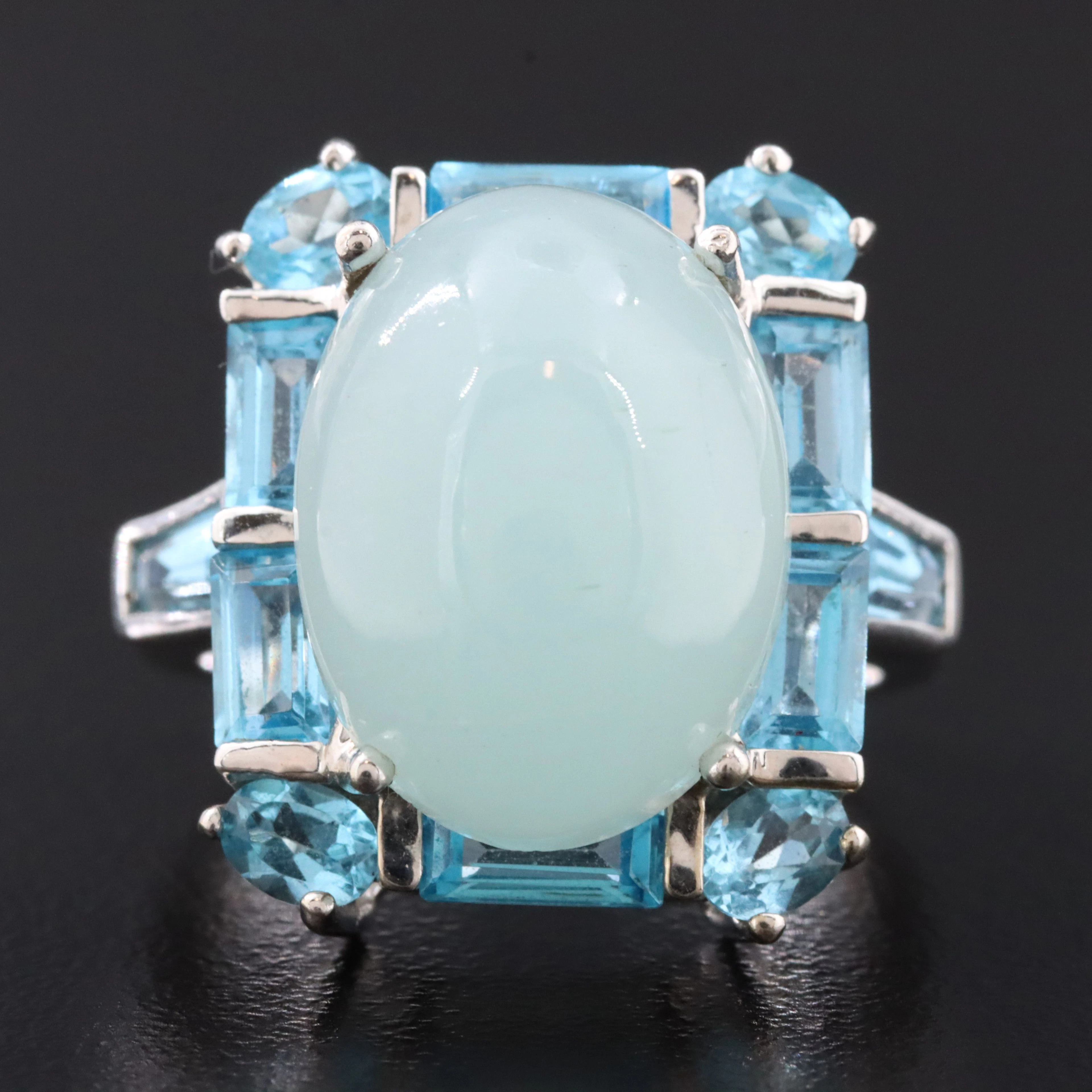 10K Aquamarine and Blue Topaz Ring