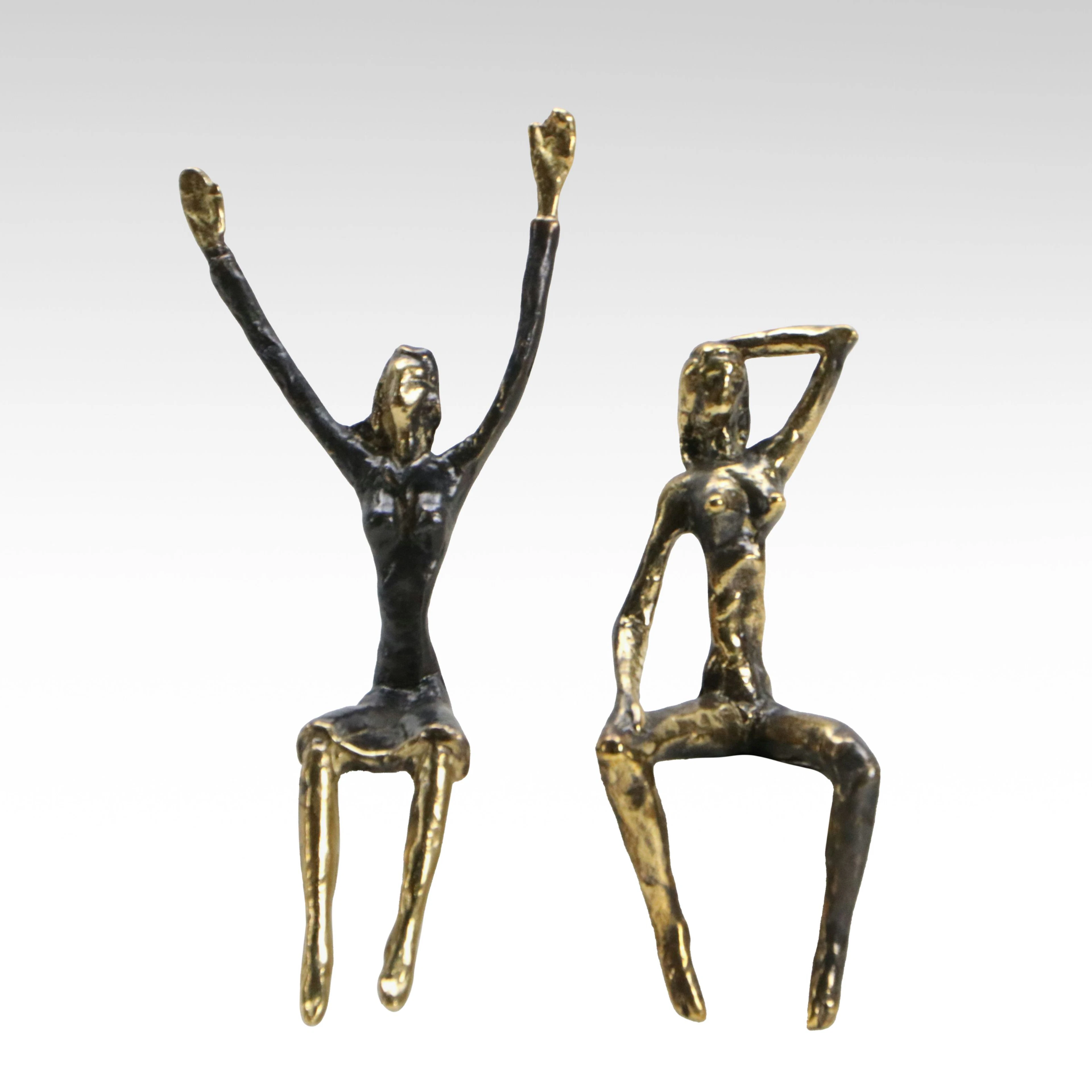 Yanni Souvatzoglou Brutalist Brass Sitting Women, Late 20th to 21st Century