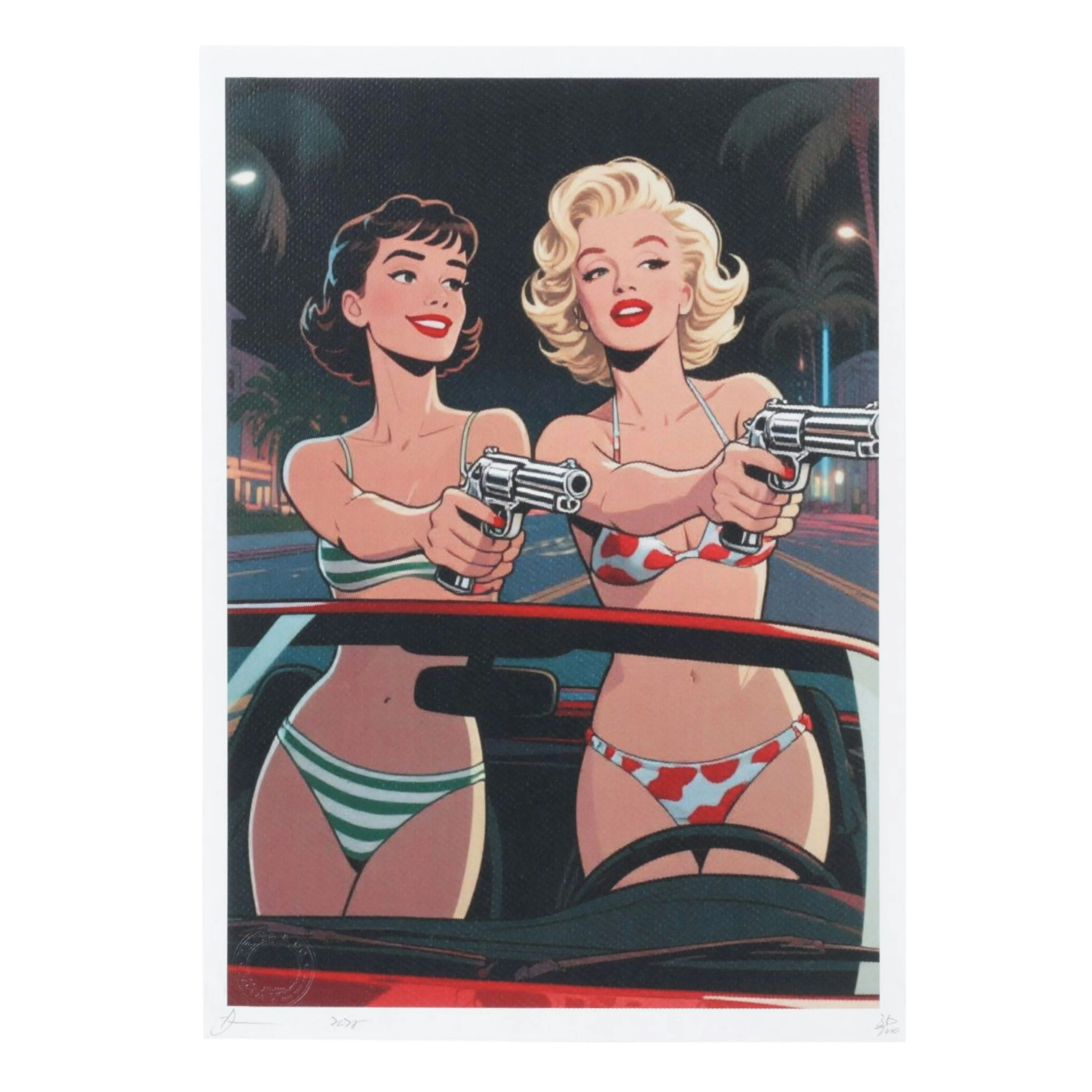 Death NYC Pop Art Graphic Print Homage to Marilyn Monroe x Audrey Hepburn, 2025