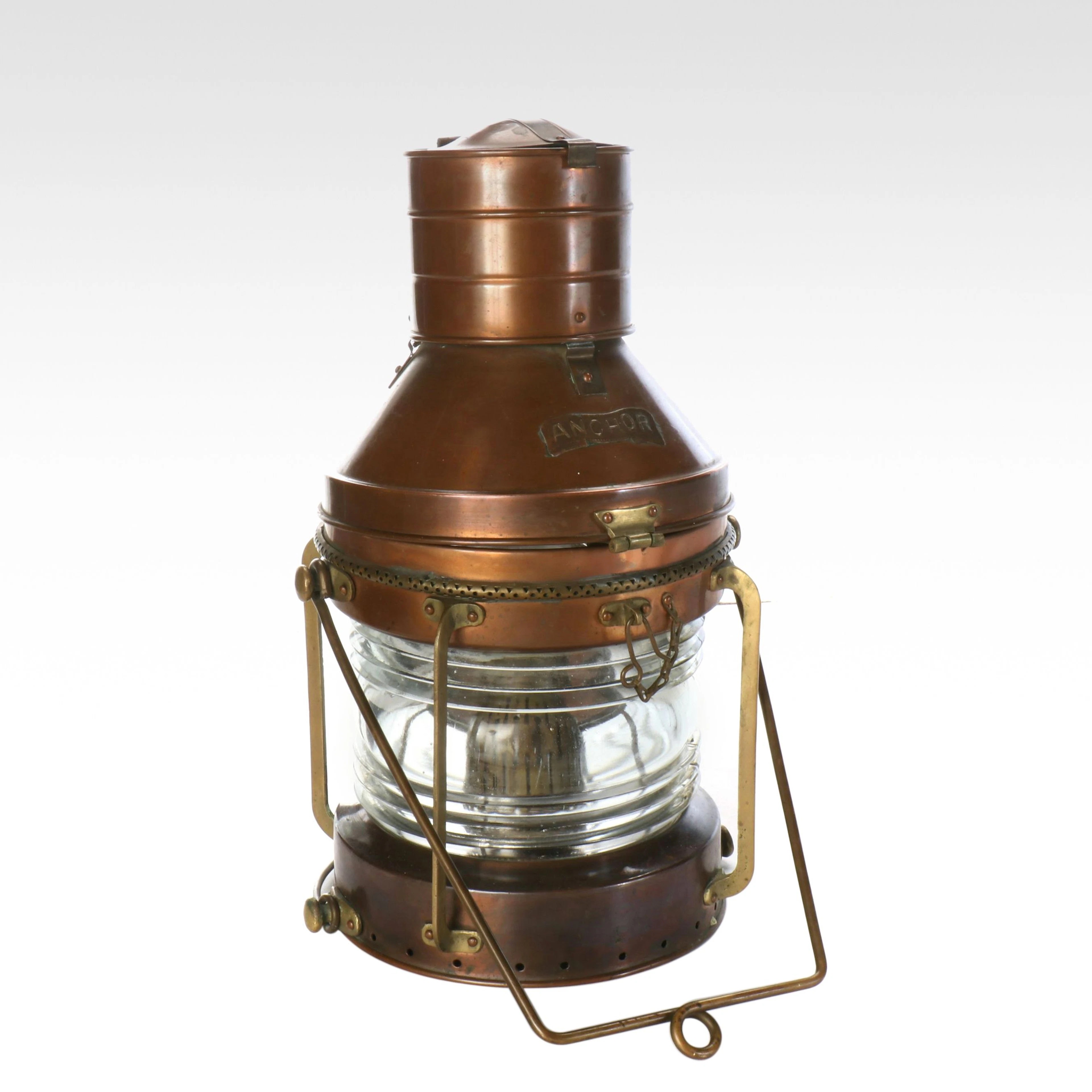 Copper and Brass Anchor Nautical Oil Lantern