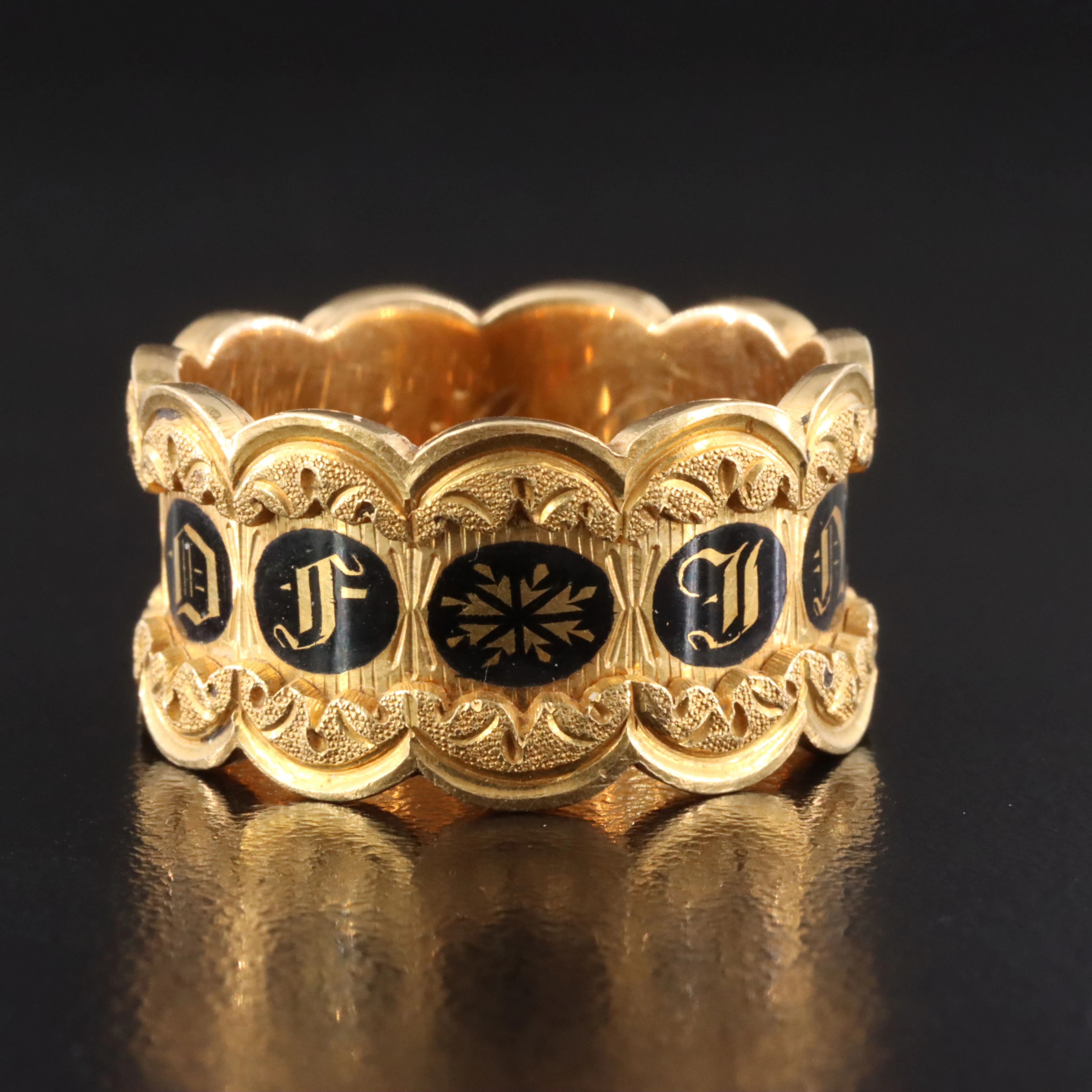 Victorian 18K Memento Mori "In Memory Of" Mourning Ring