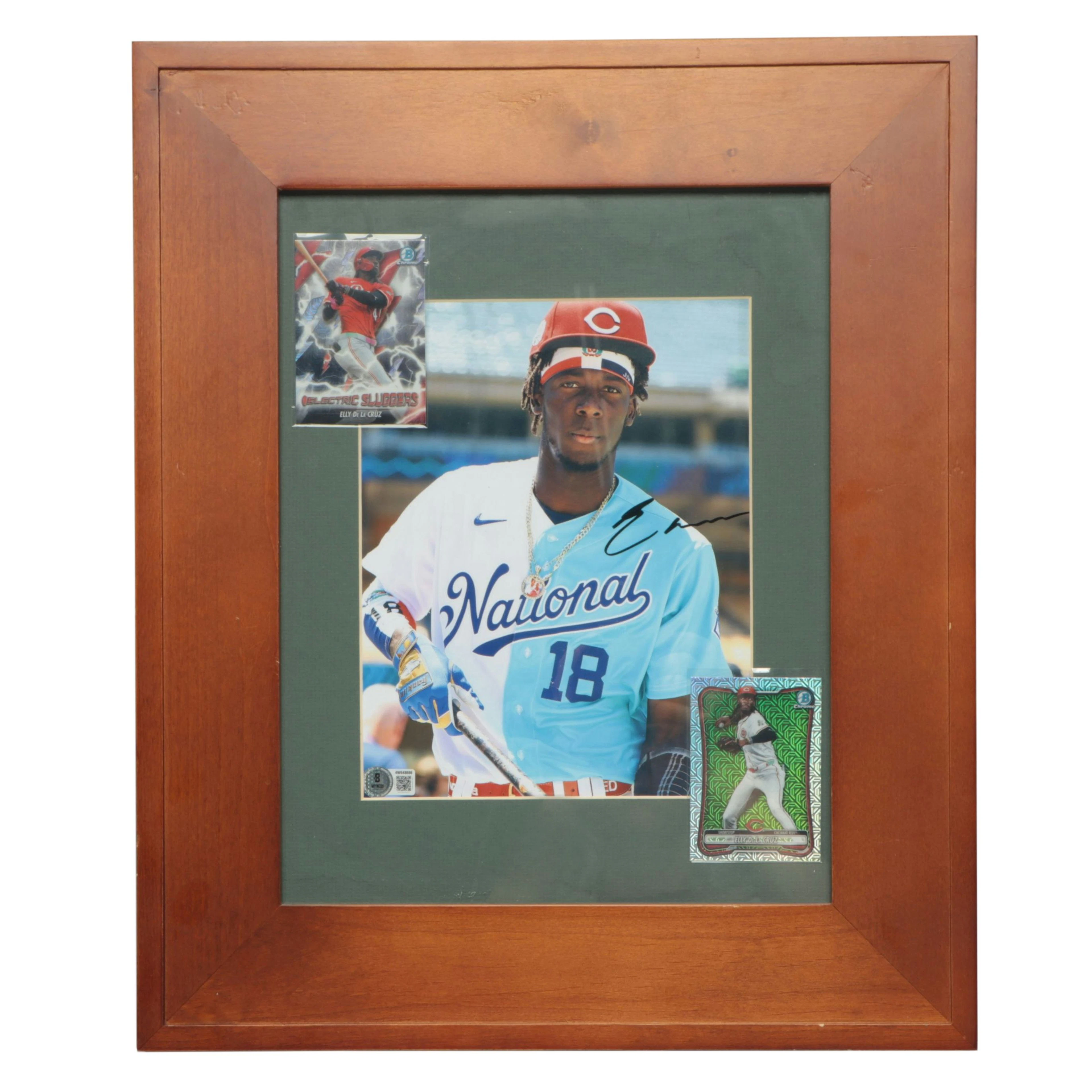 Elly De La Cruz Signed Cincinnati Reds Print with Display, Beckett