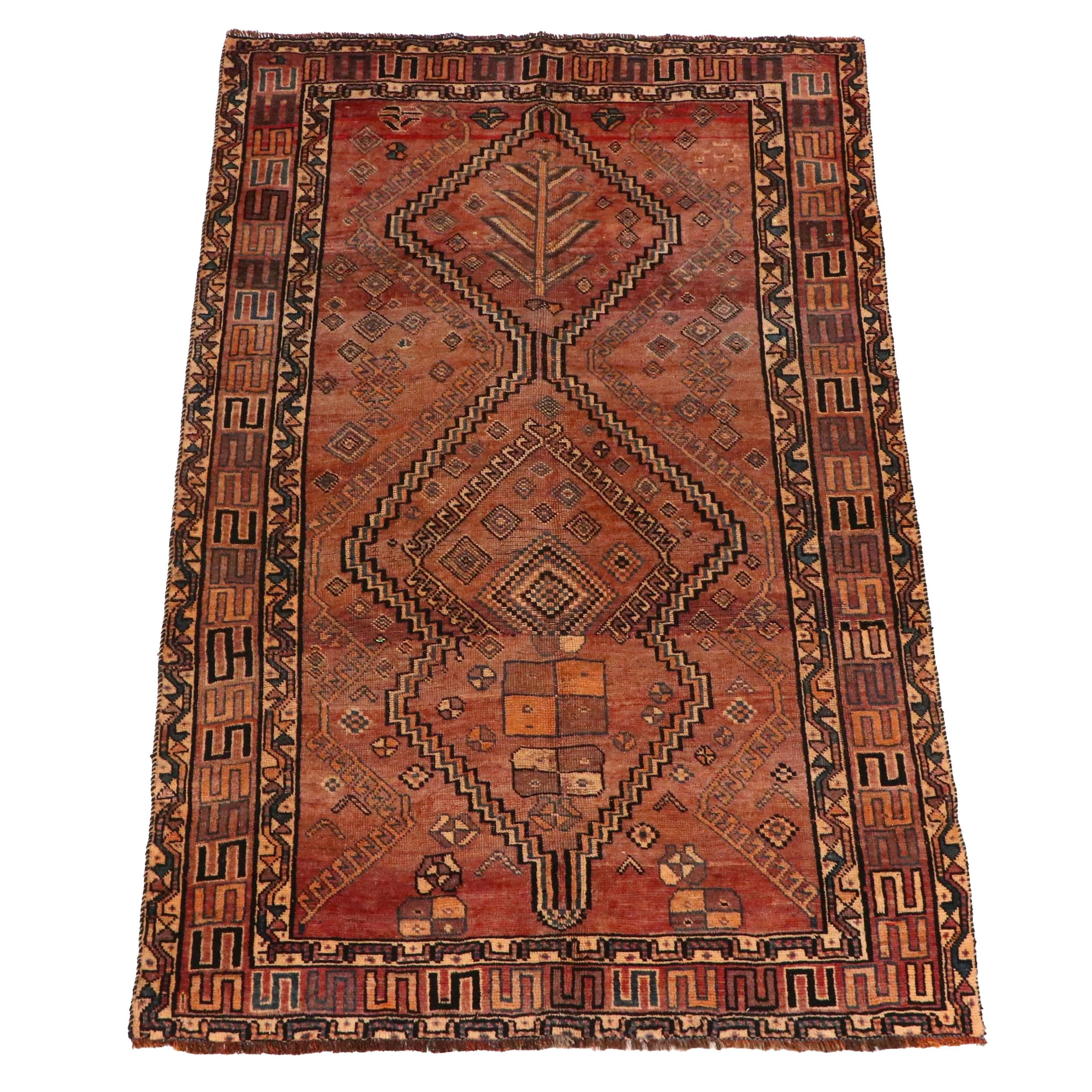 4'8 x 7'5 Hand-Knotted Persian Kurdish Area Rug