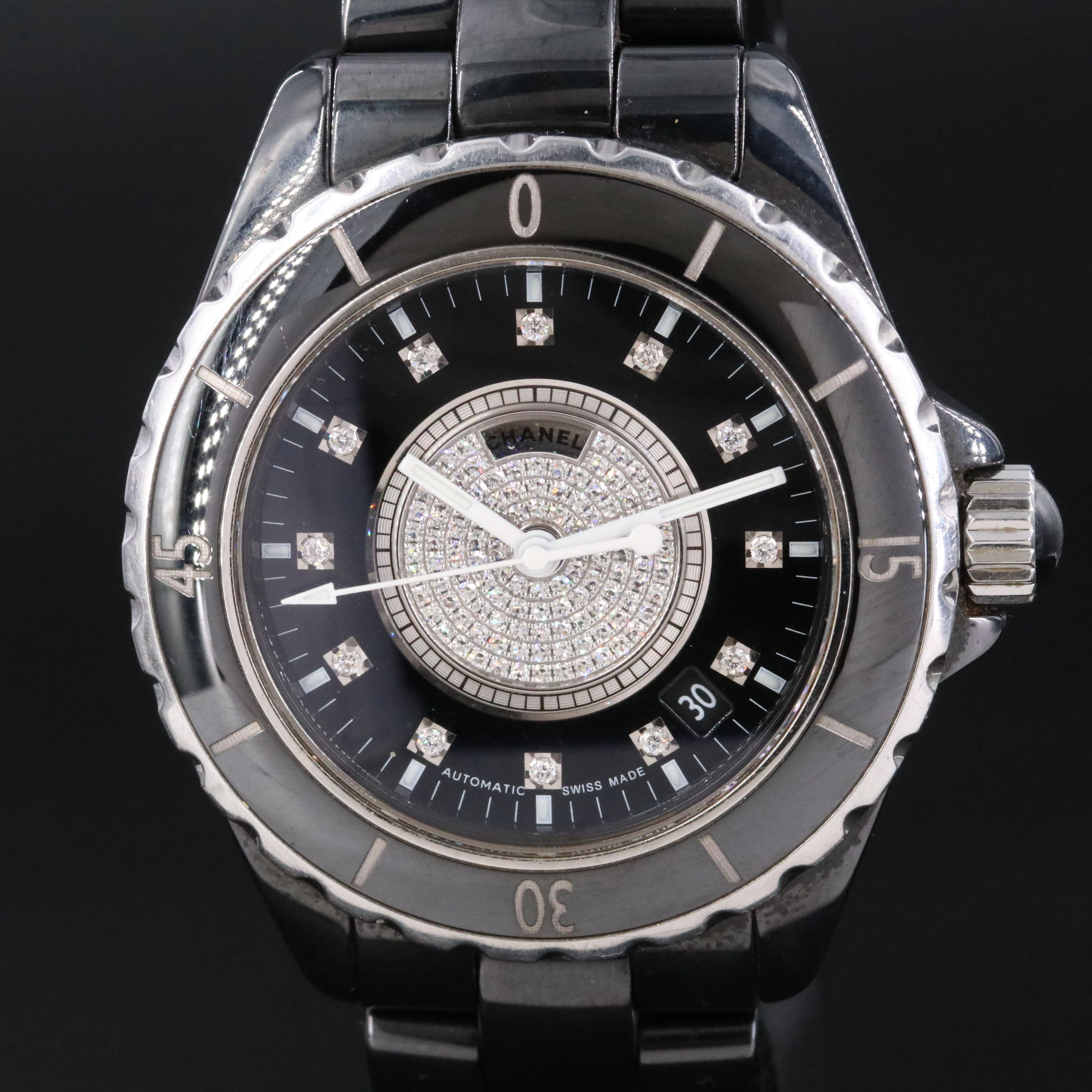 Chanel J12 Diamond Pave 39mm Ceramic Automatic Watch H1757