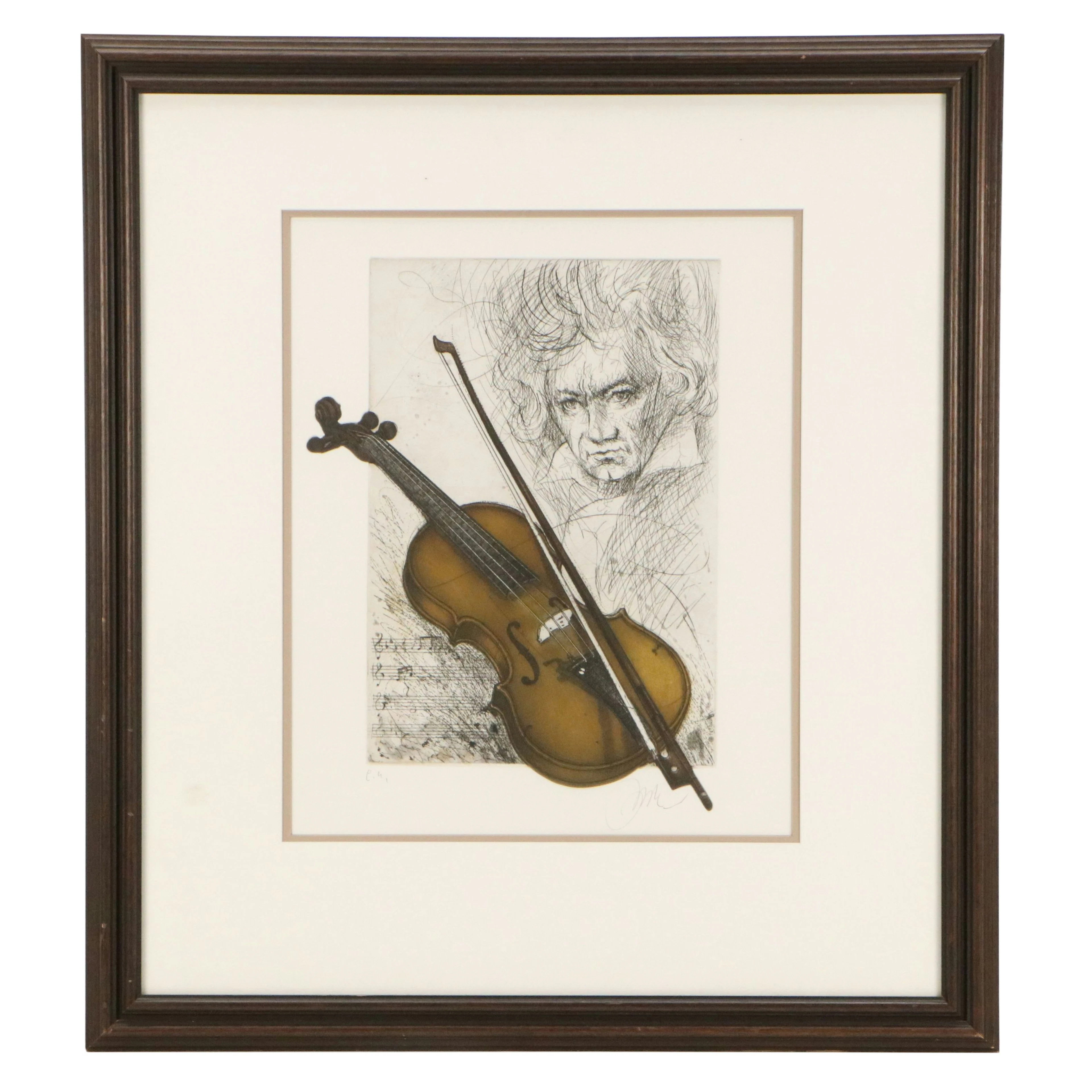 Udo Nolte Etching À La Poupée of Beethoven, Late 20th to 21st Century