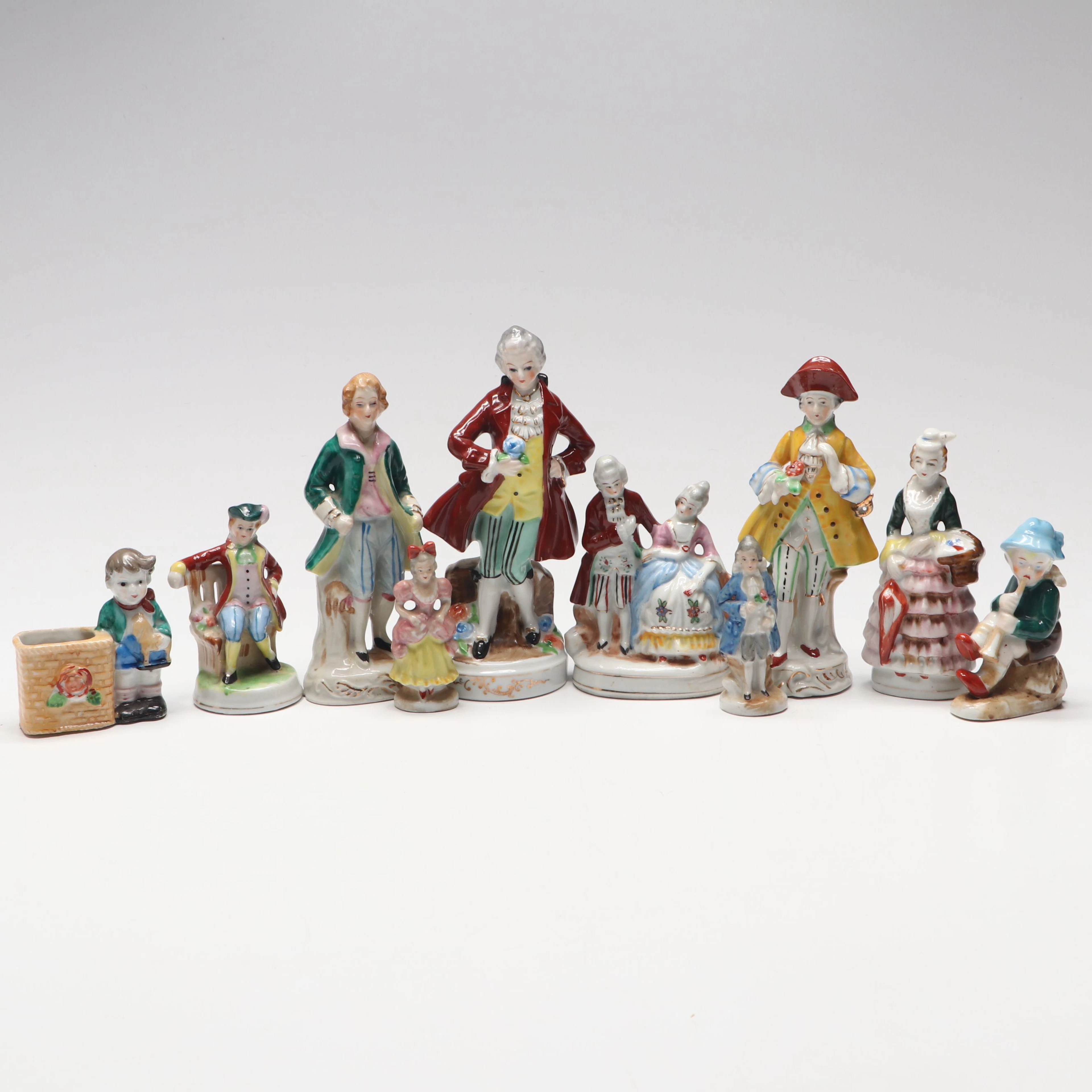 Colonial Style Occupied Japan Porcelain Figurines, Mid-20th Century