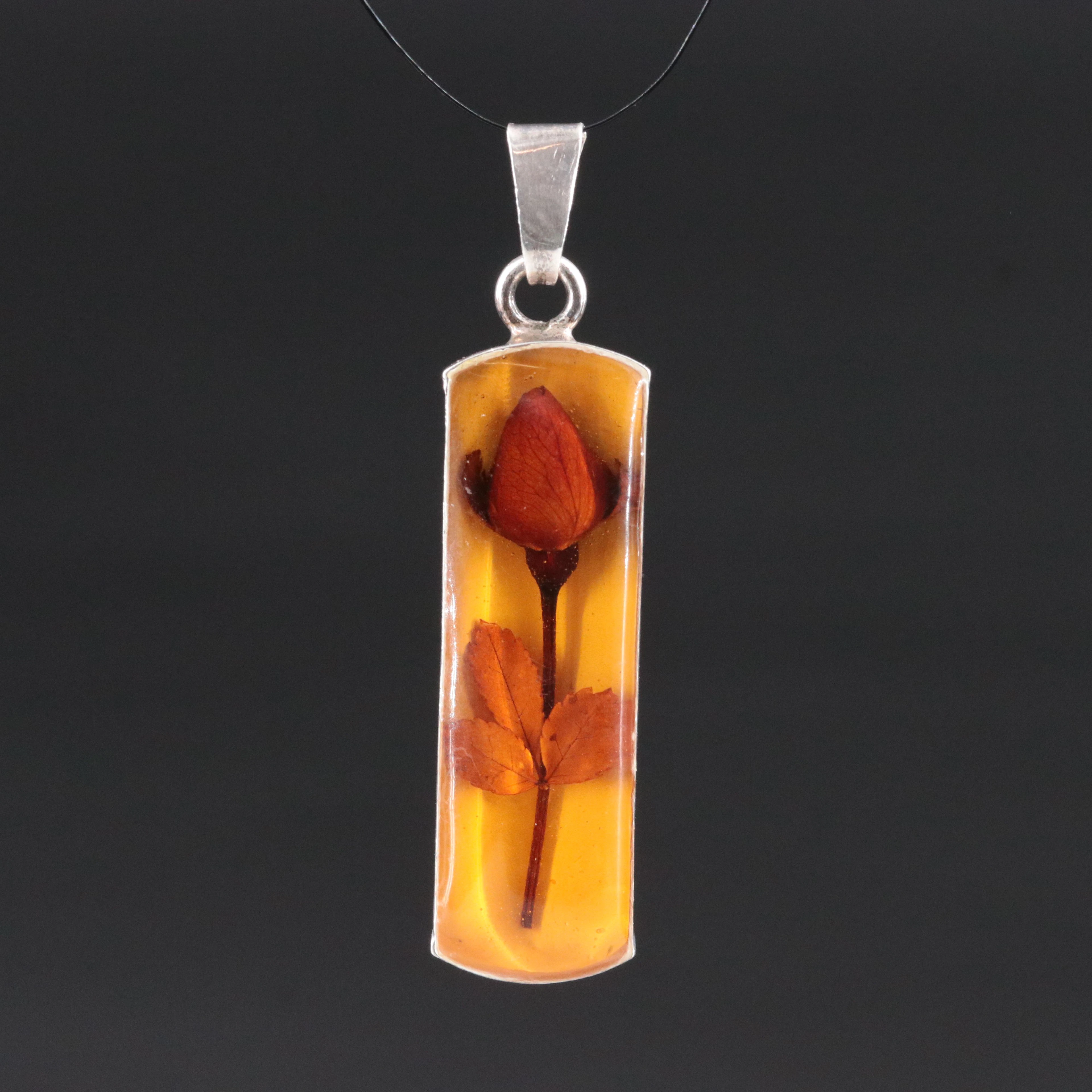 Sterling Flora in Resin Pendant
