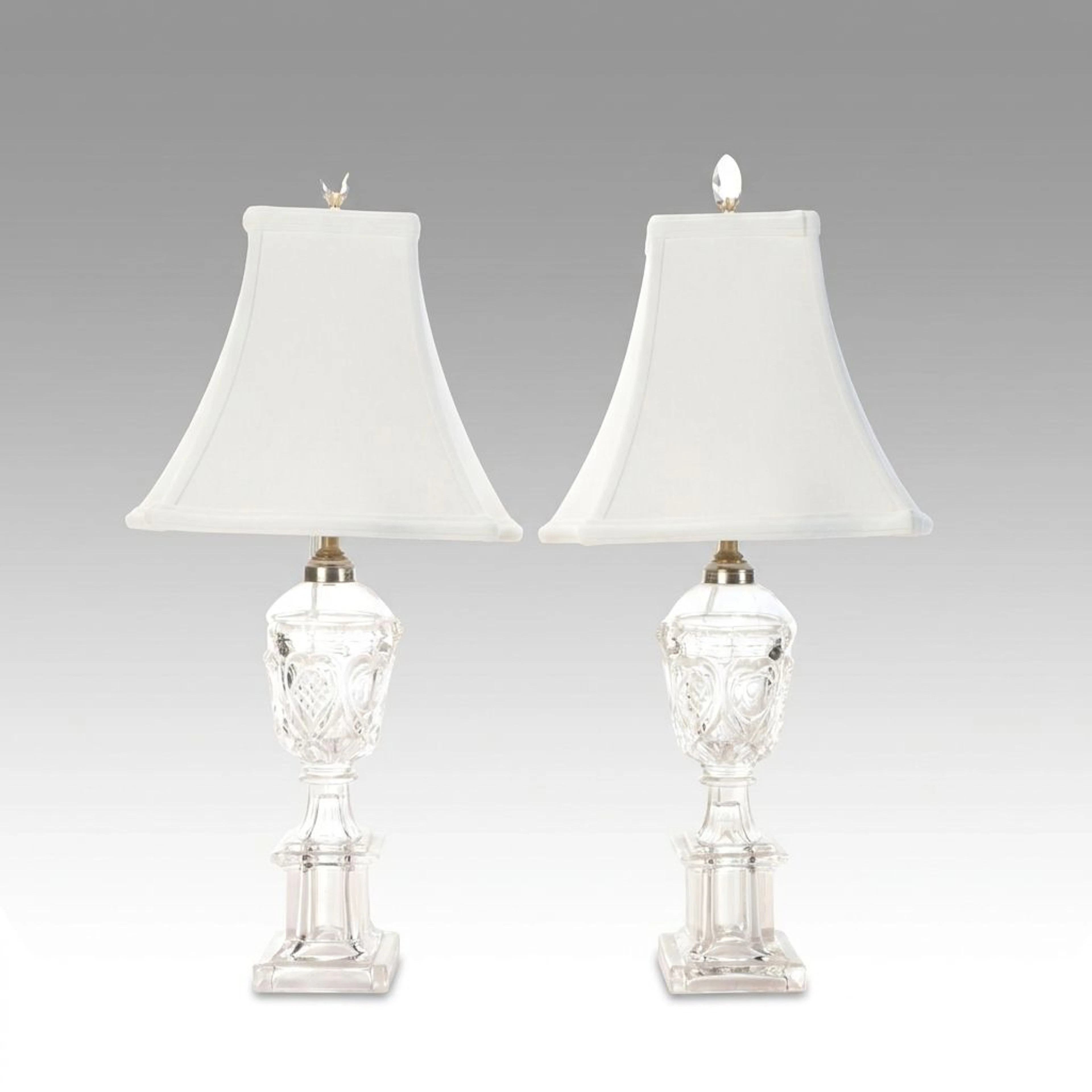 Neoclassical Style Glass Table Lamps, Vintage