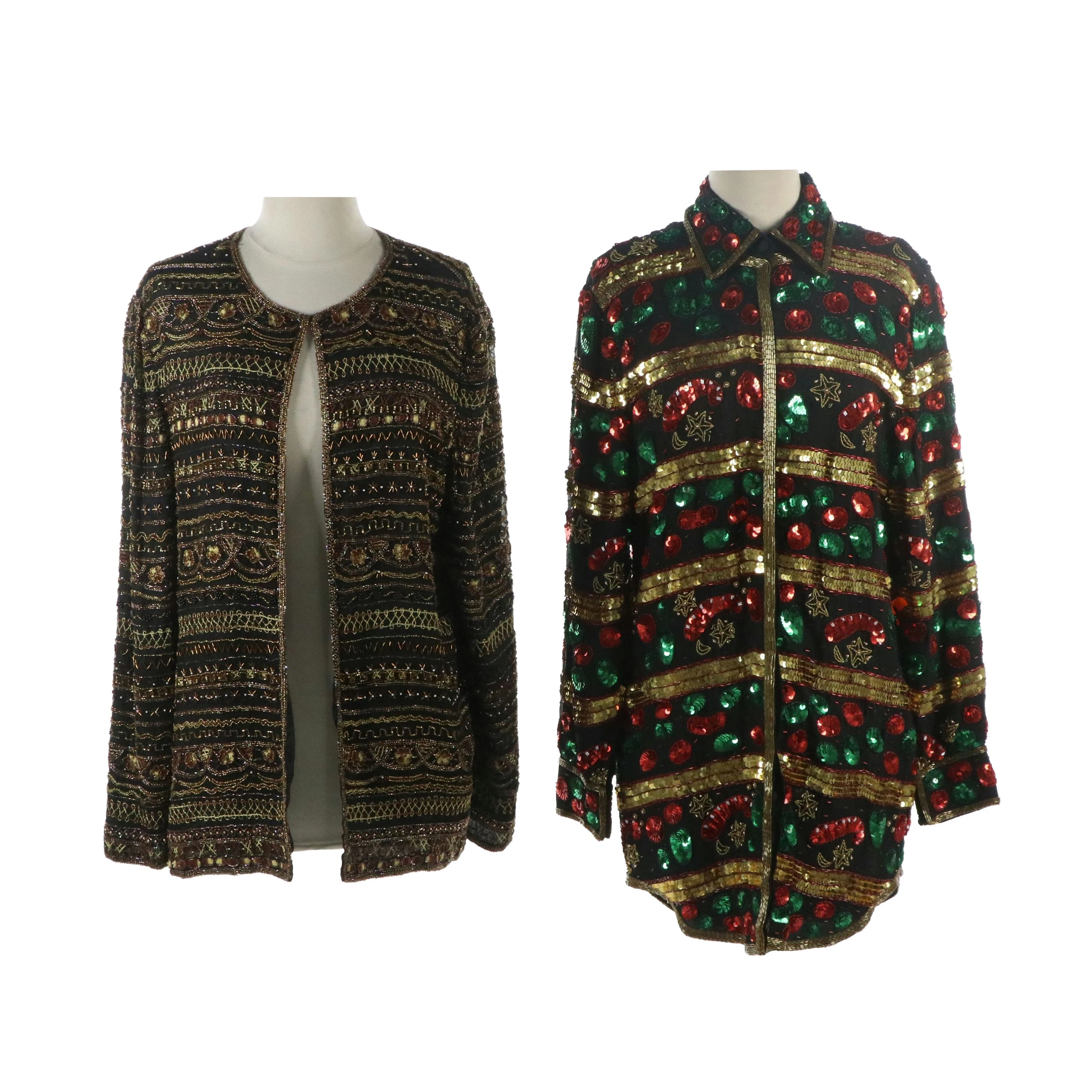 Adrianna Papell and Creative Creations Evening Cocktail Sequin Jackets