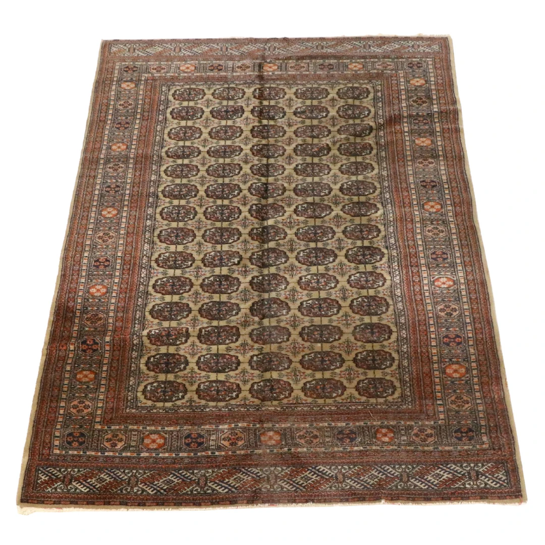 6' x 8'11 Hand-Knotted Pakistani Bokhara Area Rug