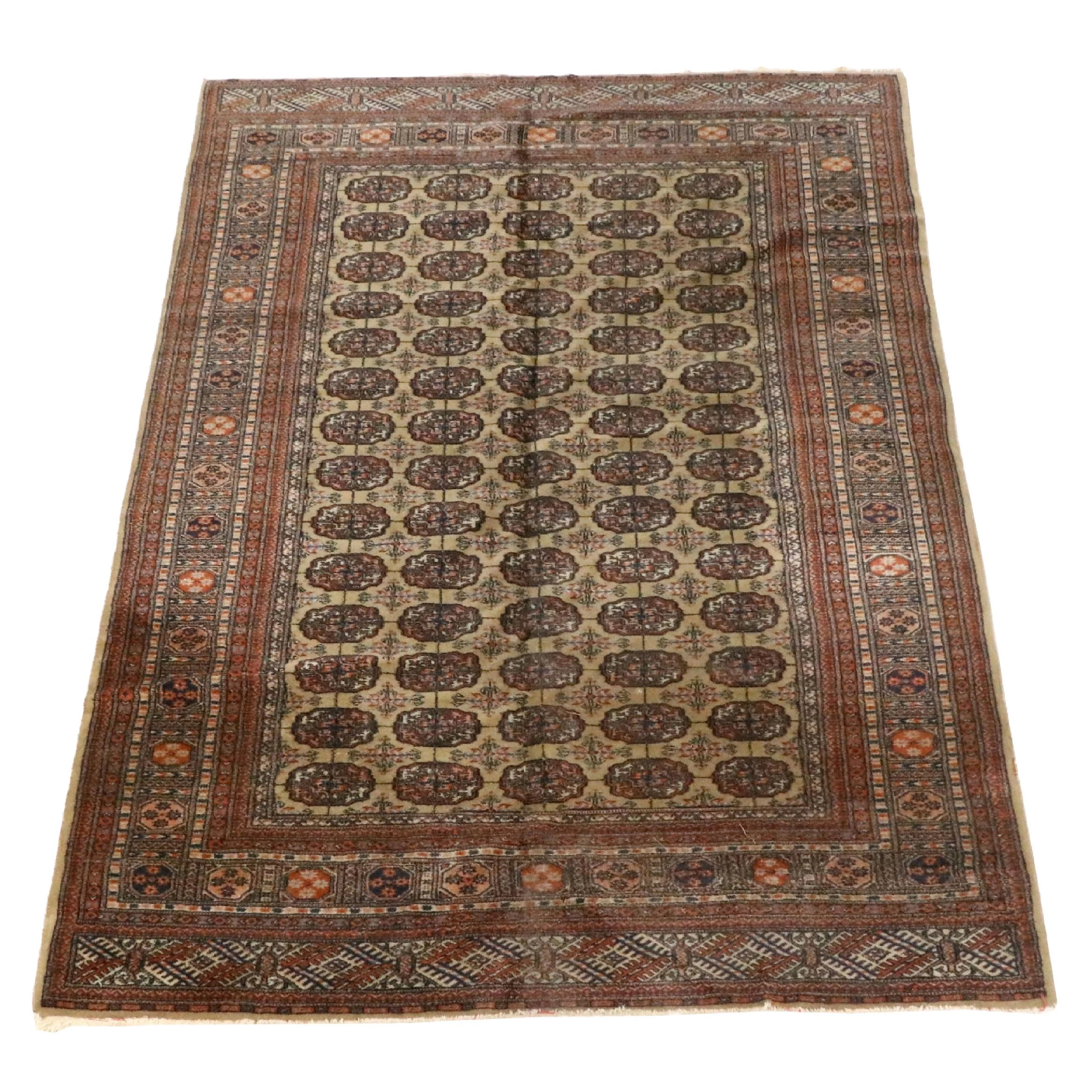 6' x 8'11 Hand-Knotted Pakistani Bokhara Area Rug