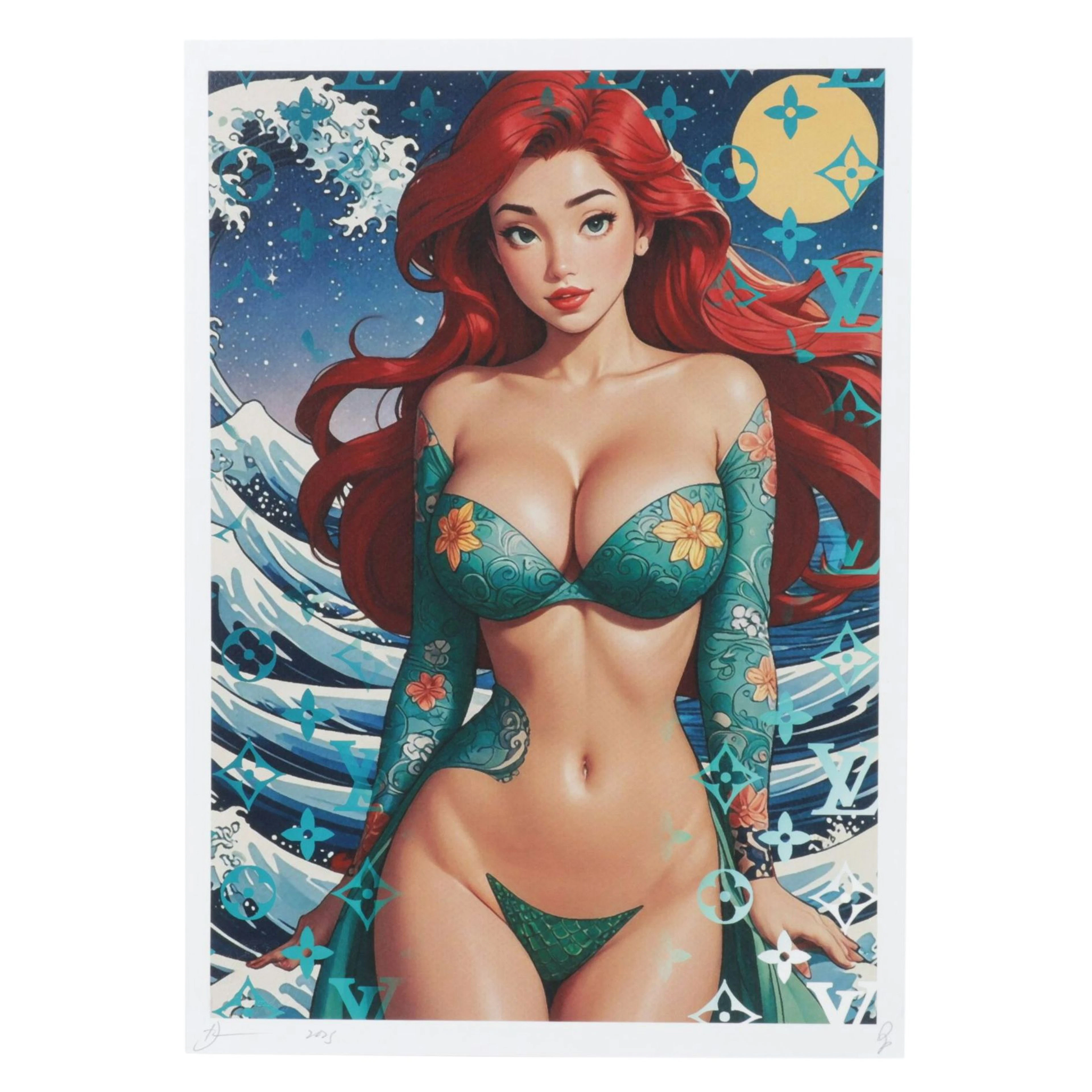 Death NYC Pop Art Graphic Print Homage to Ariel x Louis Vuitton X Hokusai, 2025