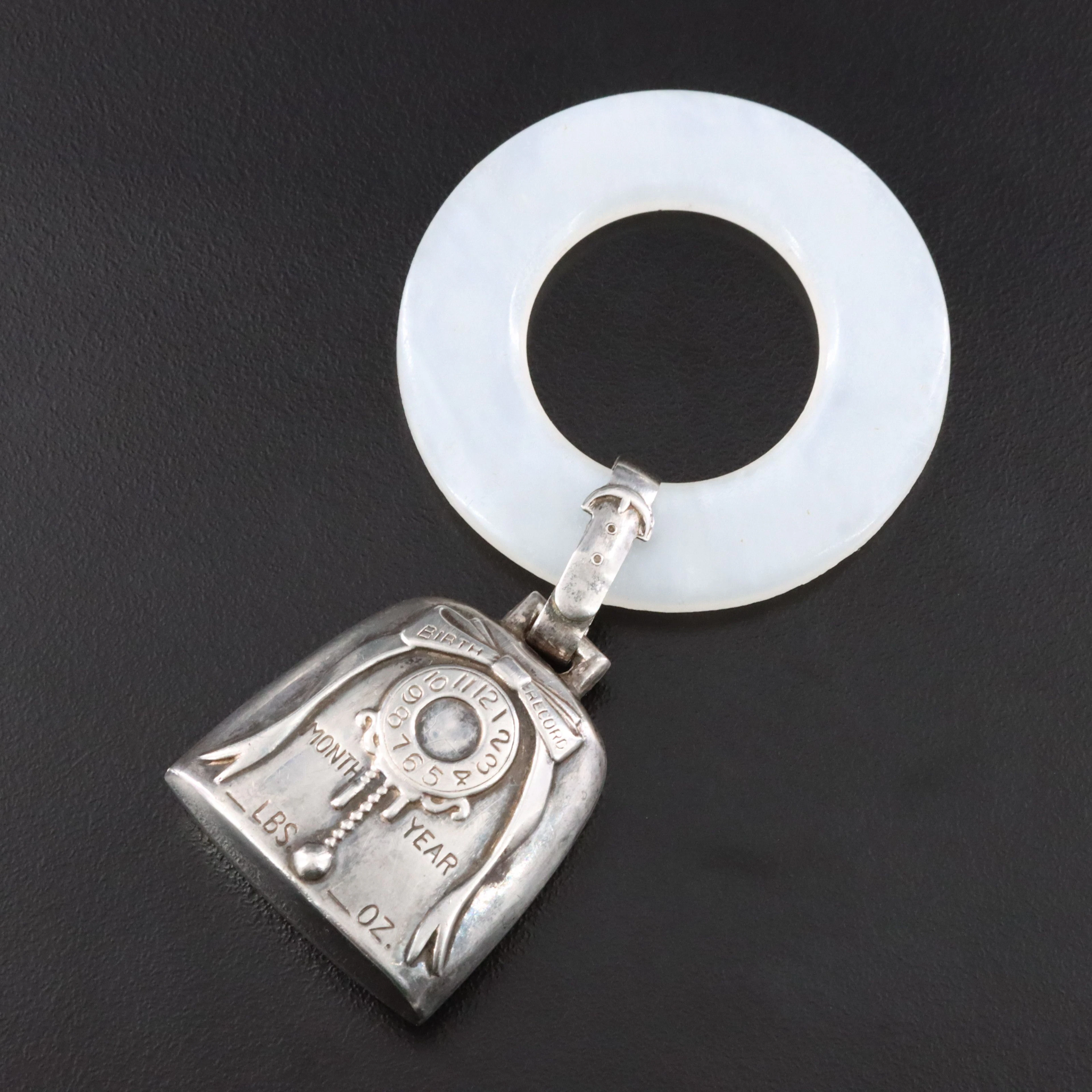 Web Sterling Silver Baby Rattle and Teething Ring