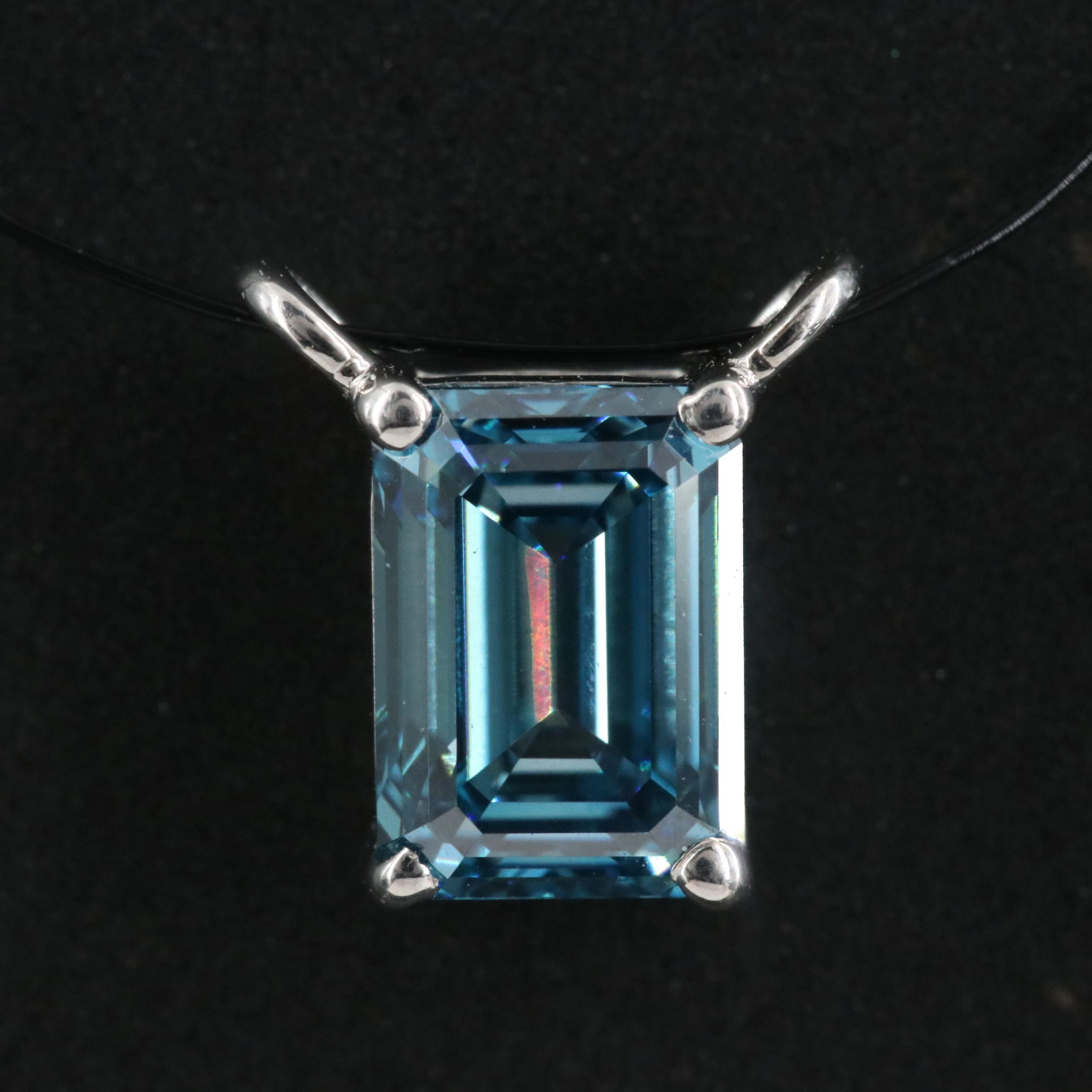 14K Pendant Setting with 1.10 CT Fancy Blue Lab Grown Diamond