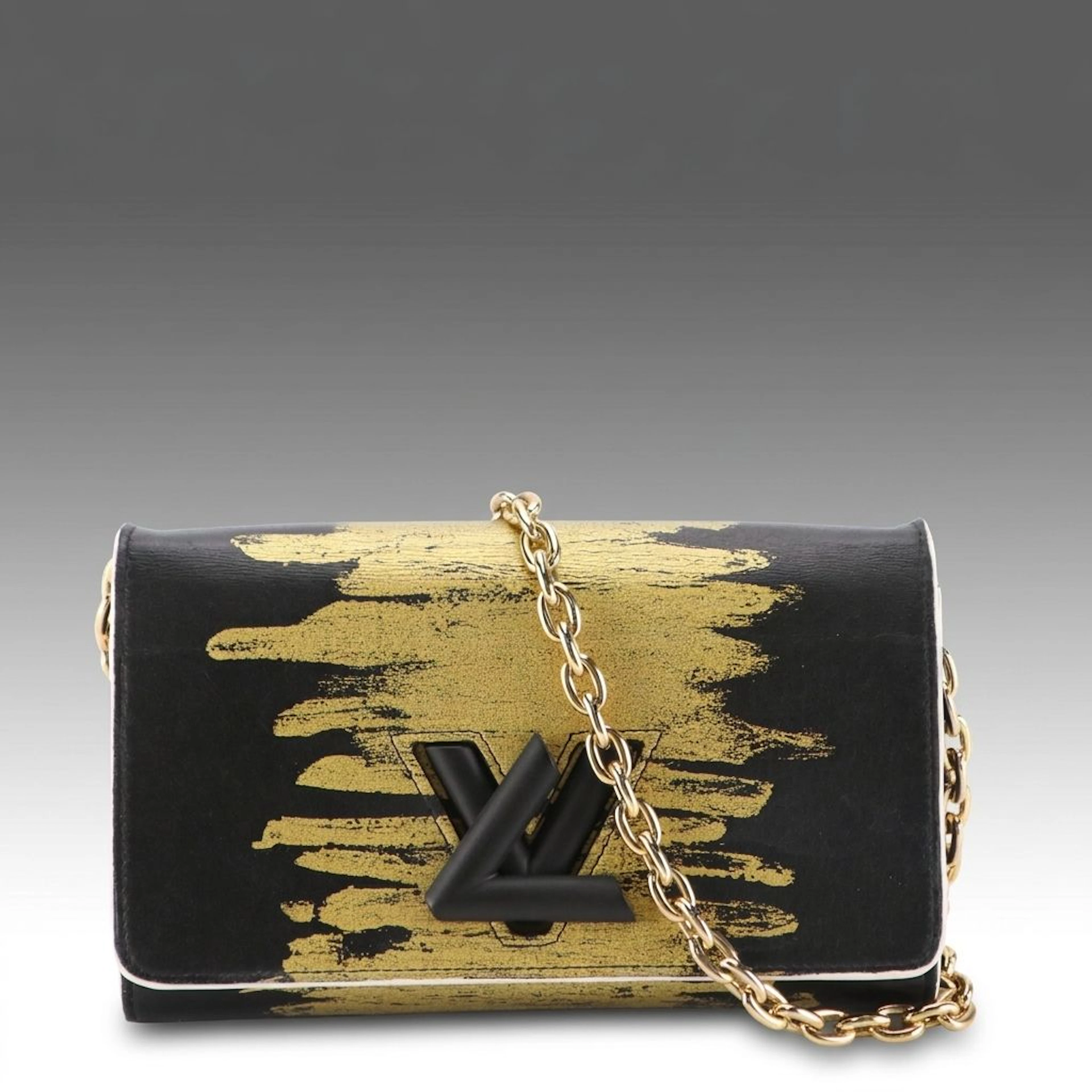 Louis Vuitton Twist PM Chain Bag in Black Leather with Golden Brushstroke