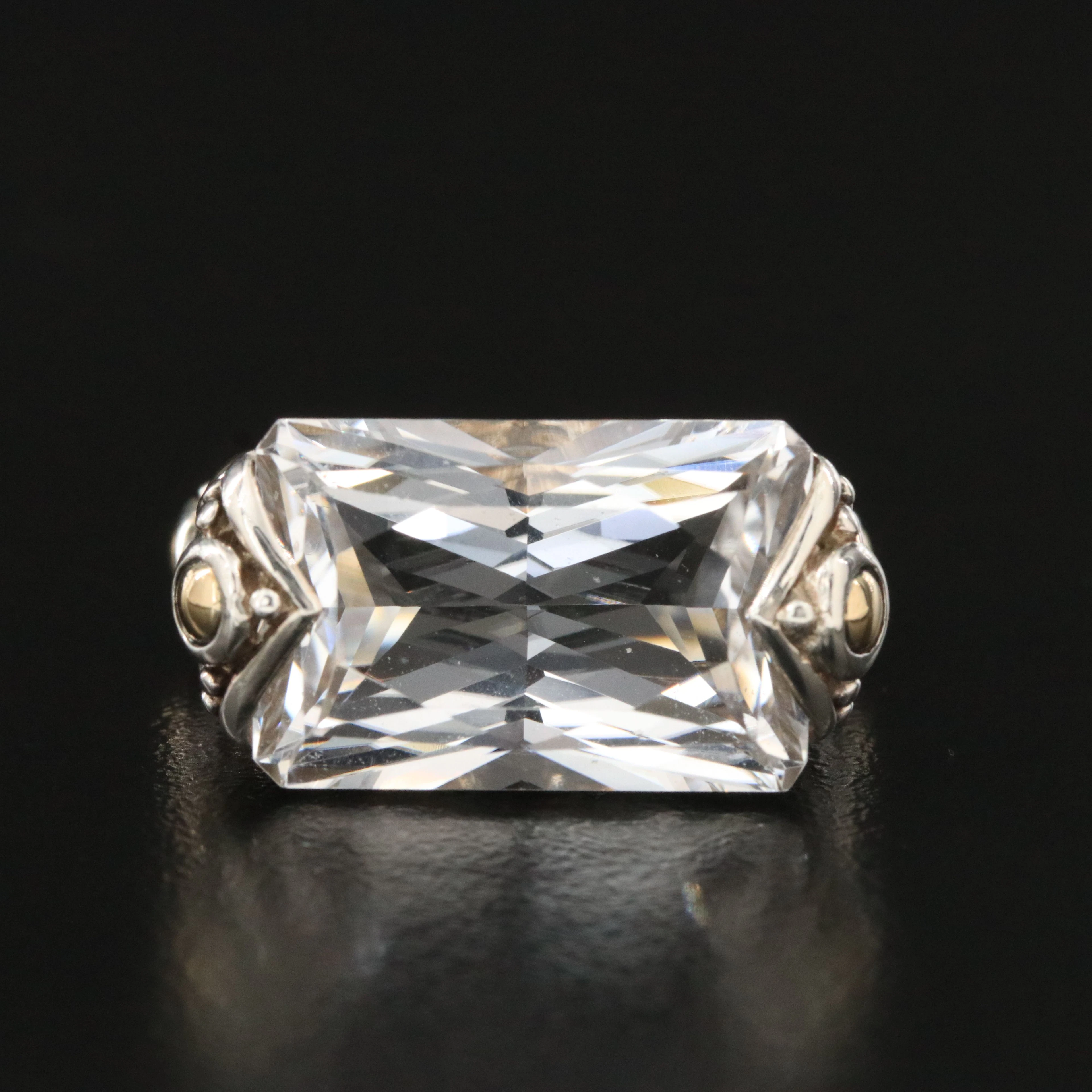 John Hardy Jaisalmer Dot Sterling White Topaz Ring with 18K Accents