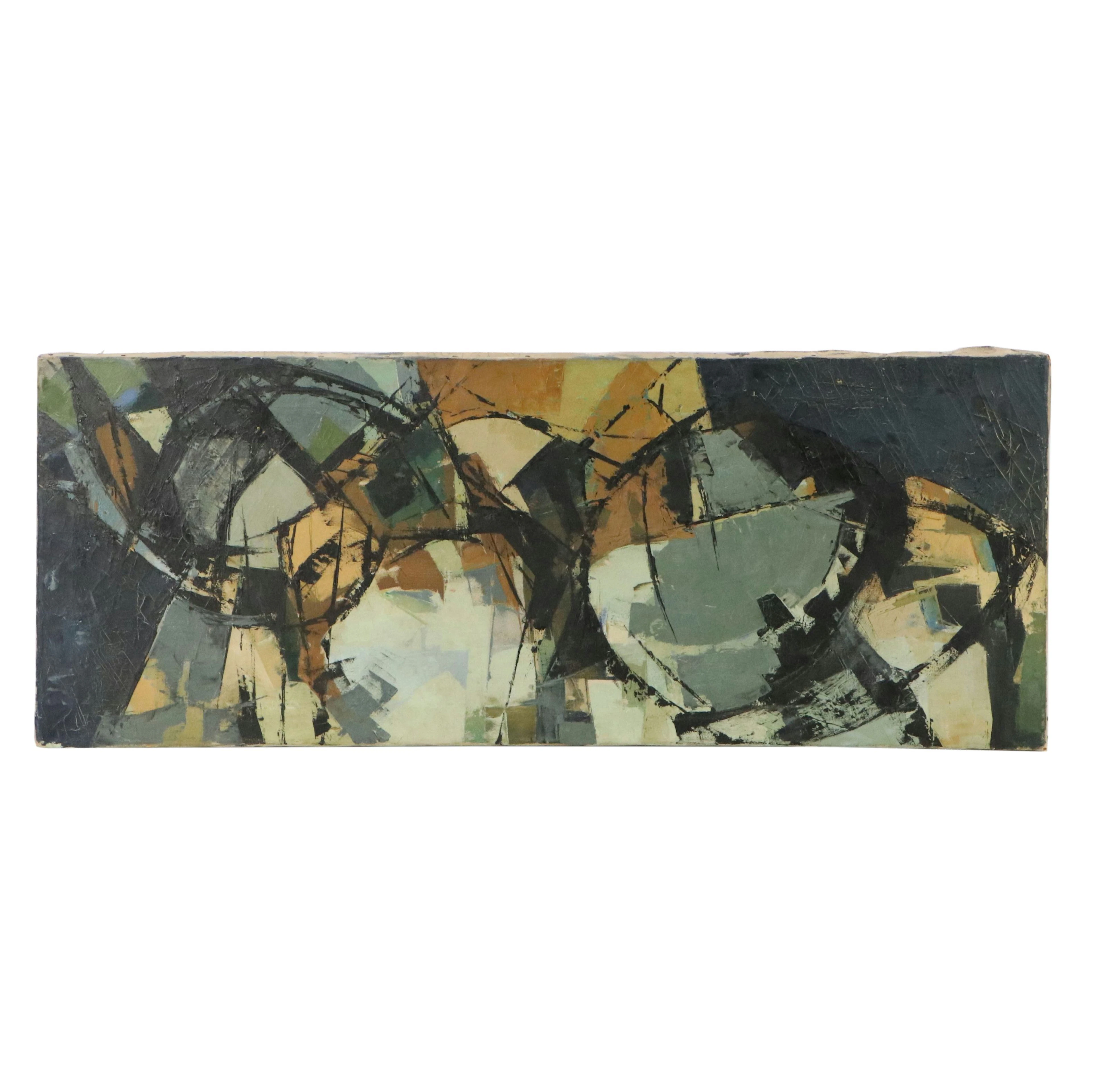 Modernist Abstract Oil Painting, Mid-20th Century