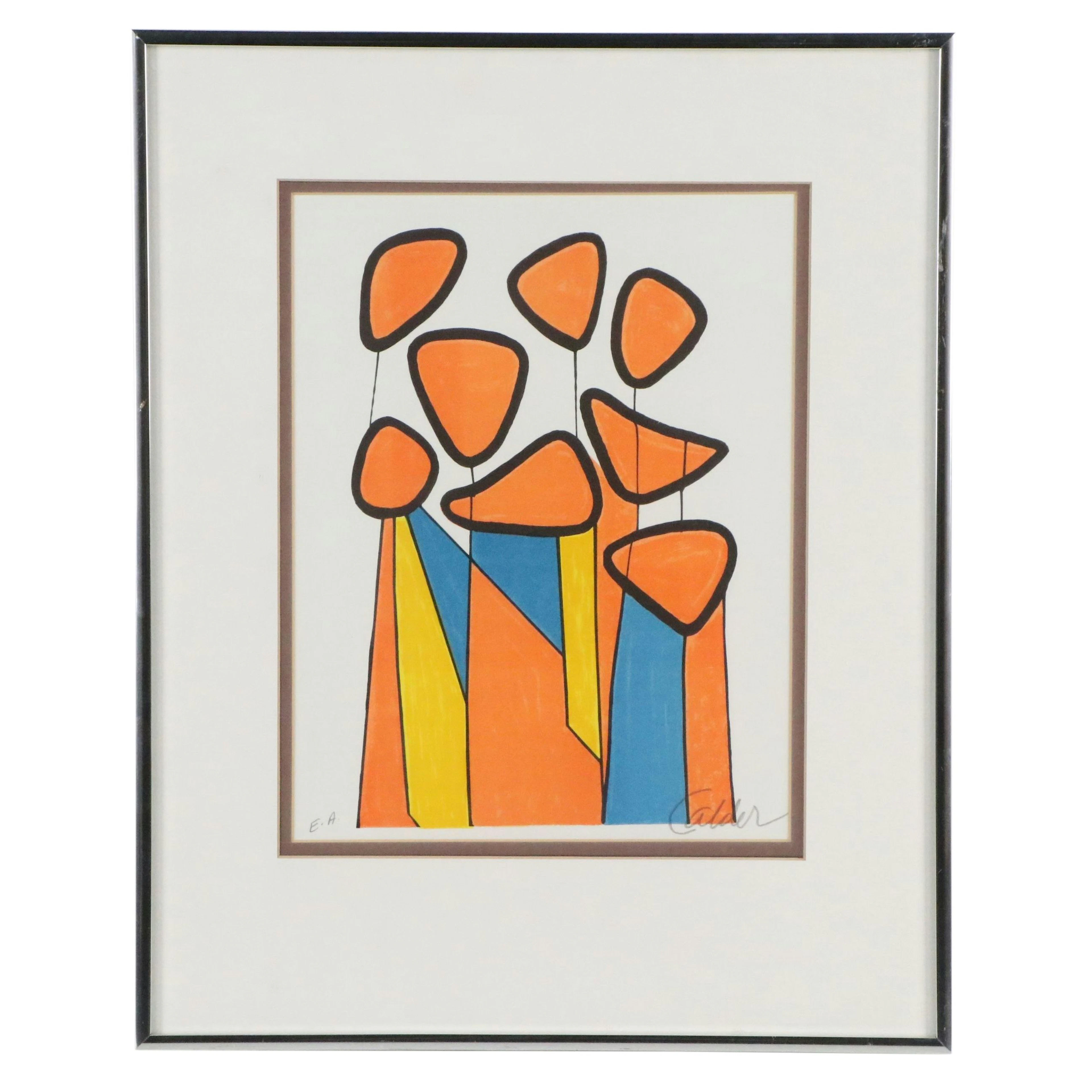 Alexander Calder Modernist Color Lithograph "Squash Blossoms"