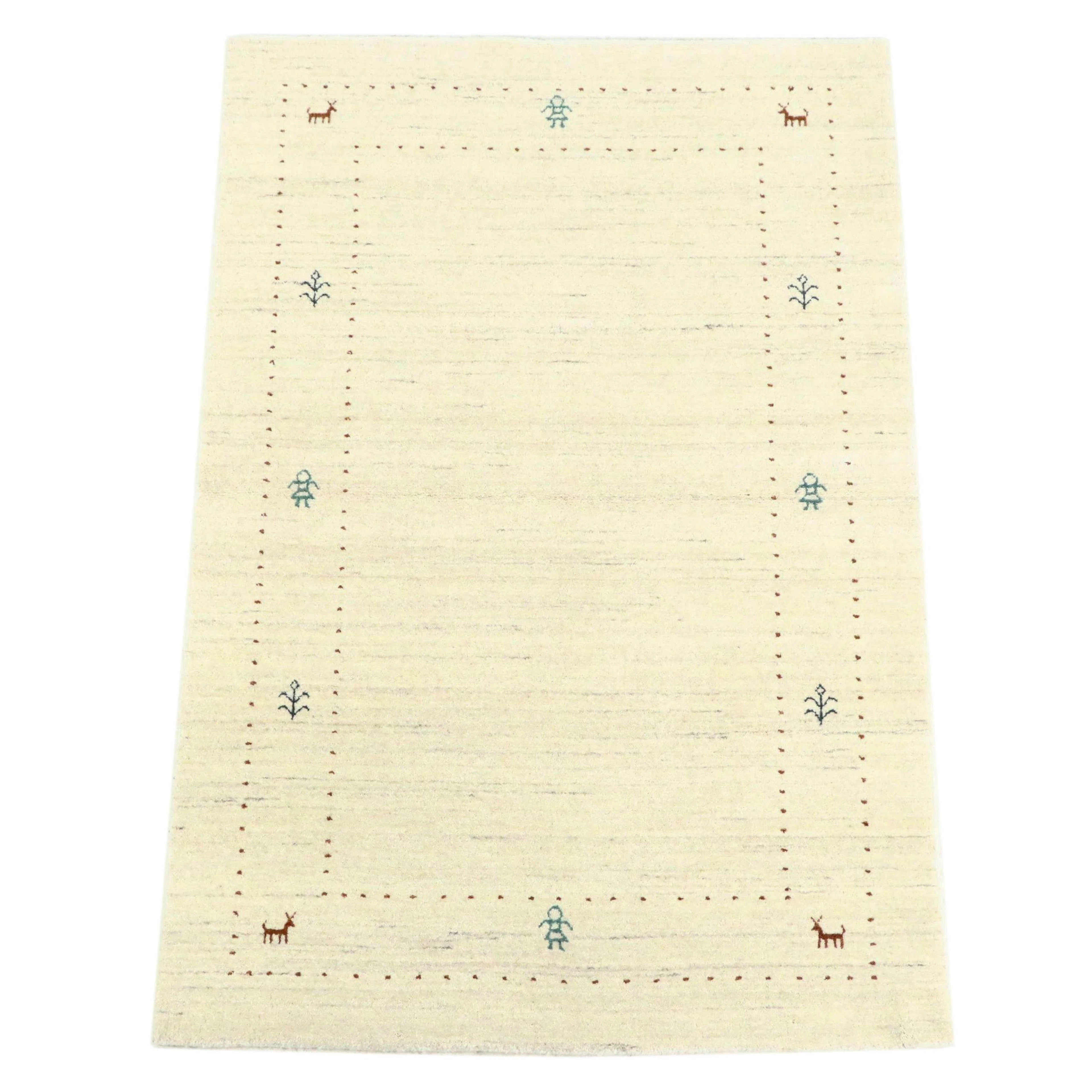 4' x 6' Hand-Knotted Indo-Persian Gabbeh Area Rug