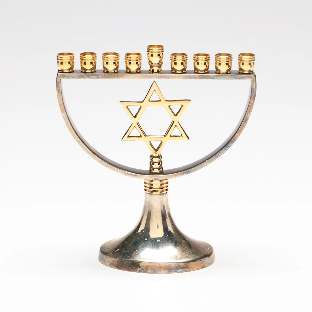 Alef Judaica Silver and Gold Plated Menorah