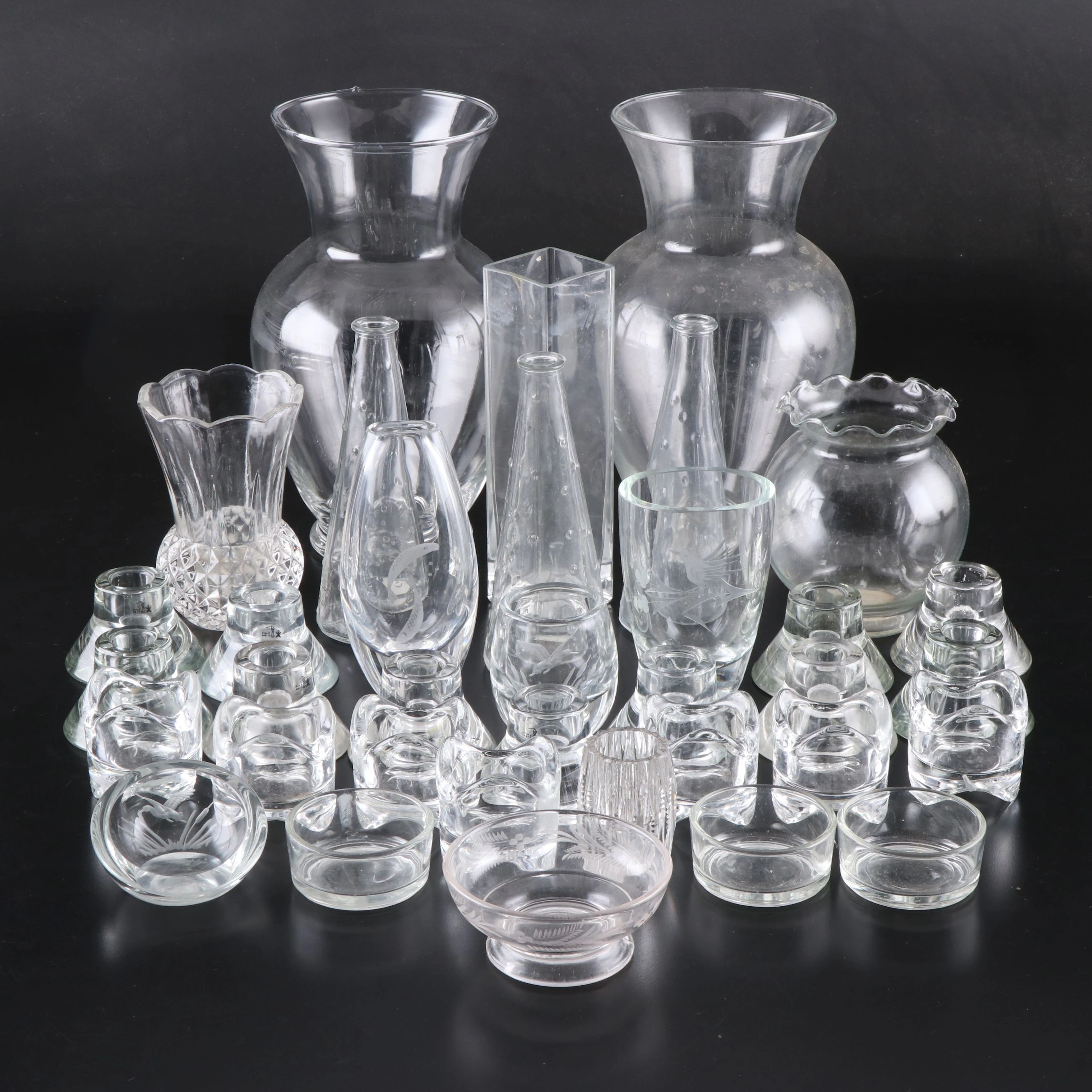 Emma Dafno Cone Bud Vases, Impressed Dishes, and More Glassware