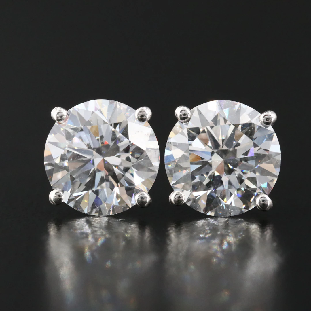 14K 6.16 CTW Lab Grown Diamond Solitaire Earrings with IGI Reports