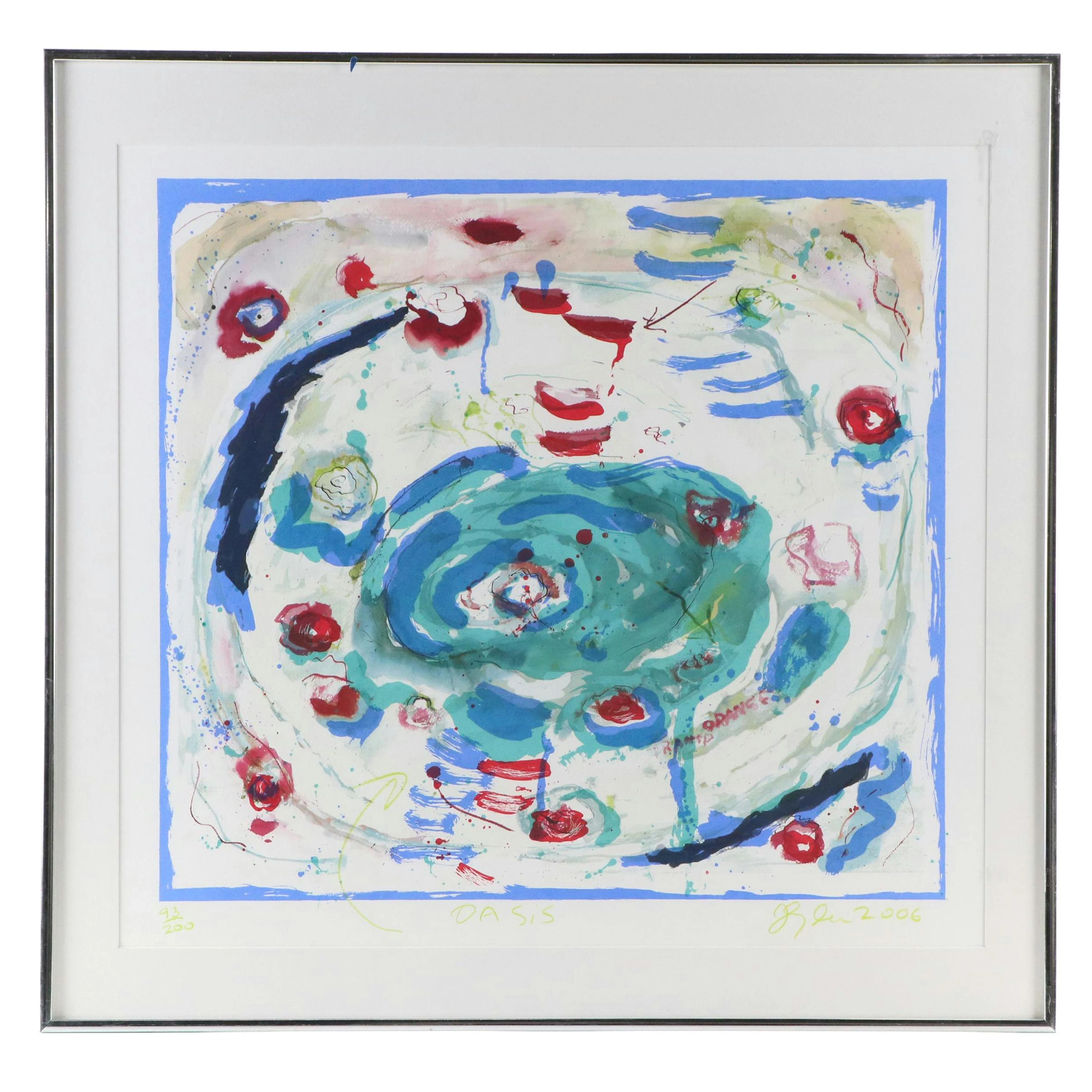 Joan Snyder Abstract Mixed Method Print "Oasis," 2006