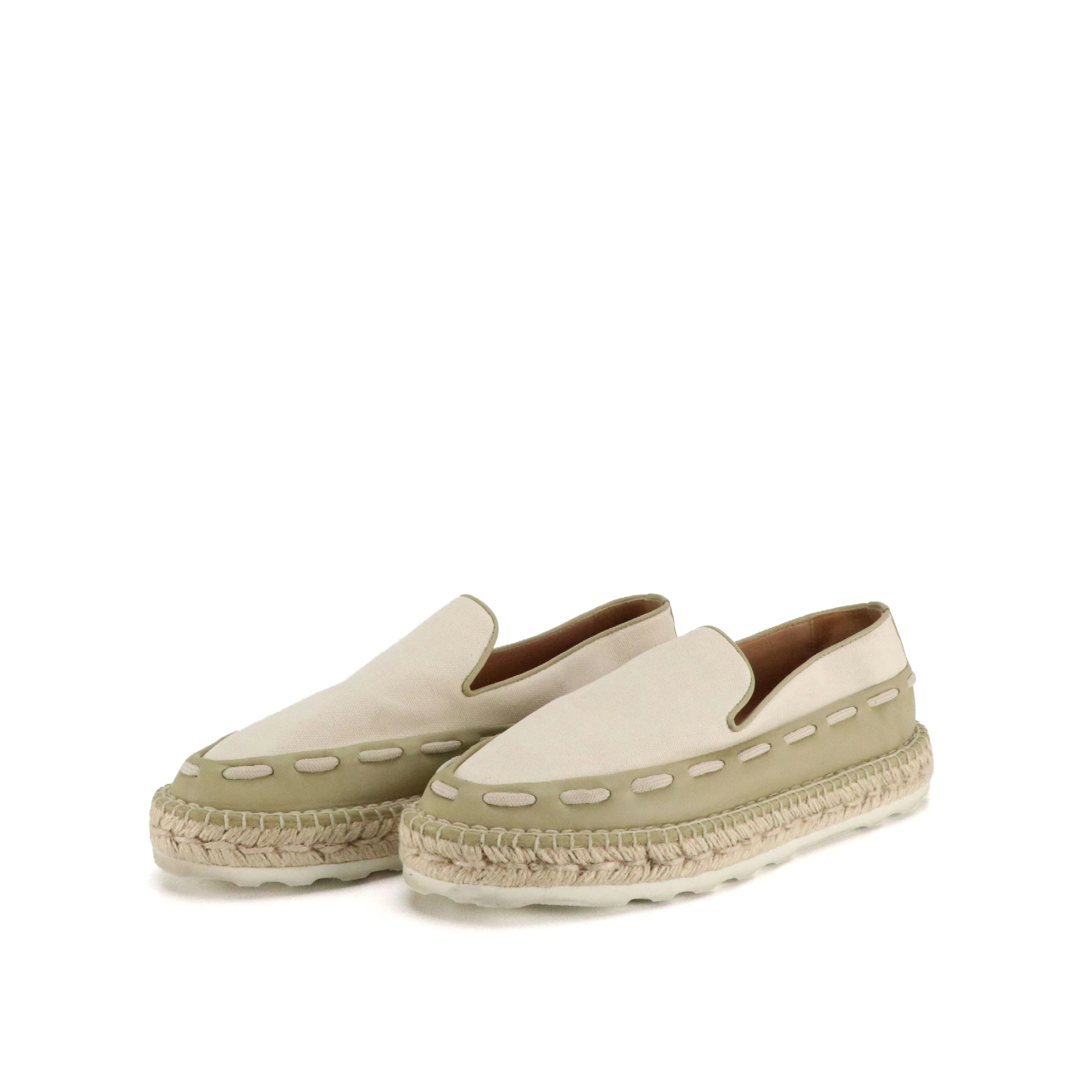 Bottega Veneta Platform Espadrille Slip-On Shoes in Canvas and Lambskin Leather