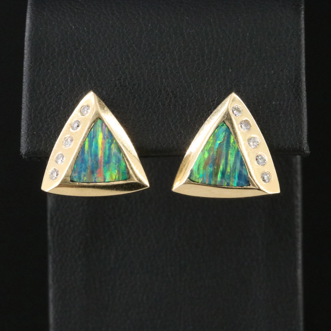 14K Opal and Diamond Earrings