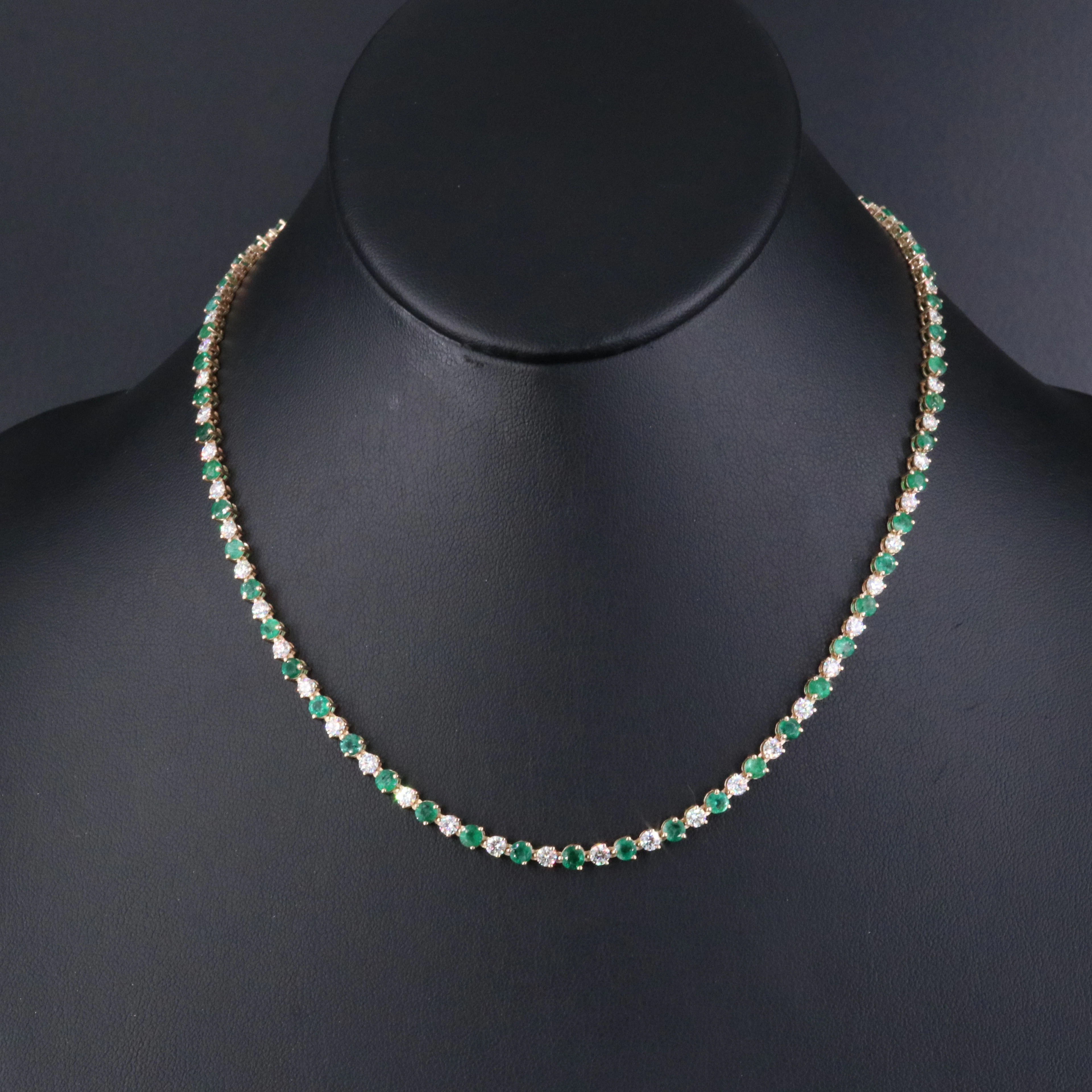 14K 7.31 CTW Emerald and 4.42 CTW Diamond Necklace