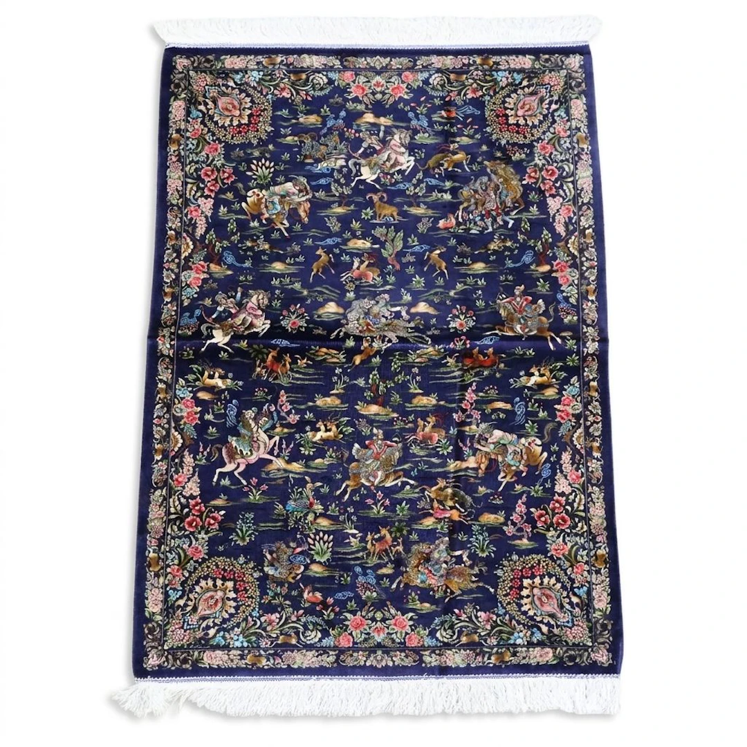 3'4 x 5'5 Machine Made Persian Qom Style Area Rug