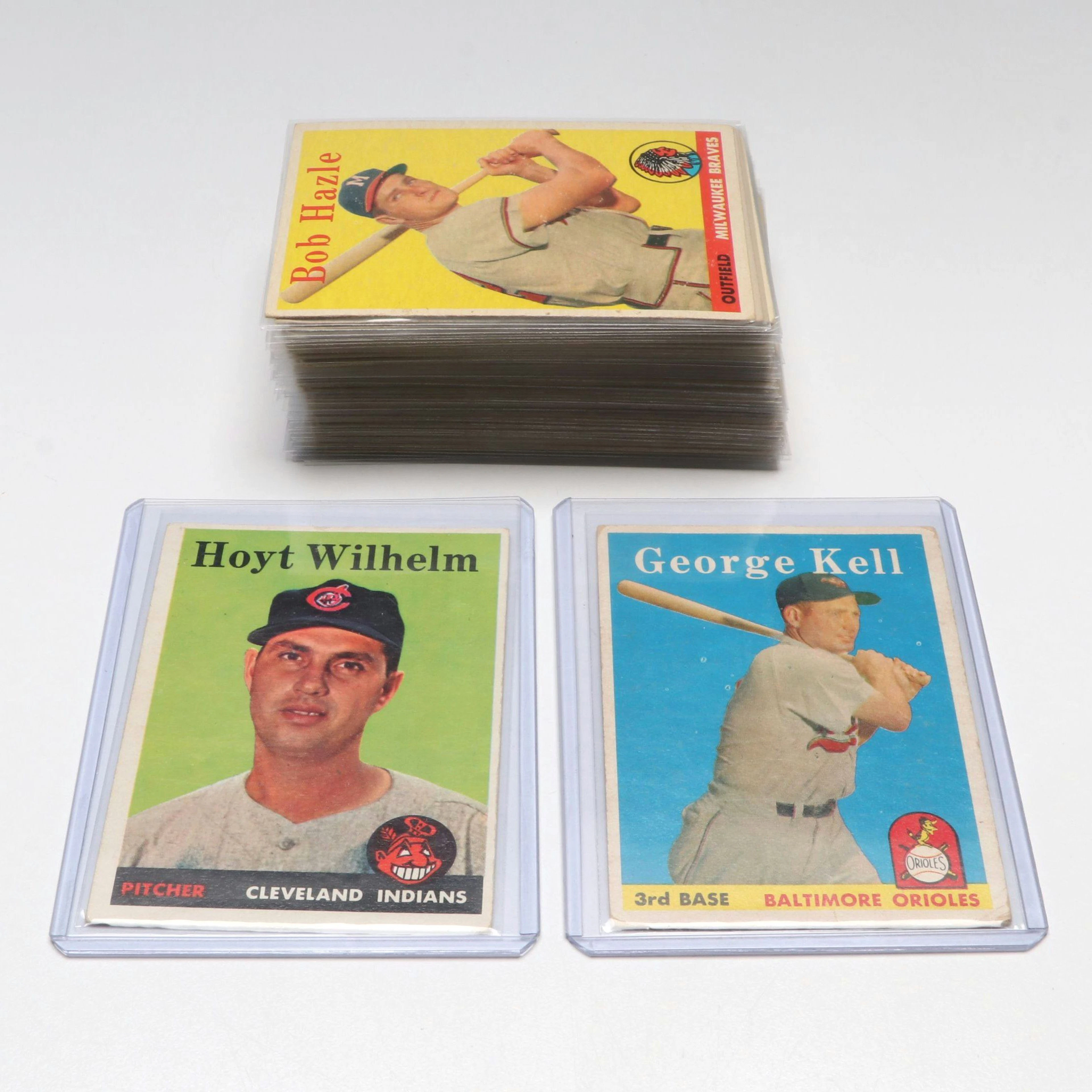 1958 Topps Baseball Cards Featuring George Kell and Hoyt Wilhelm