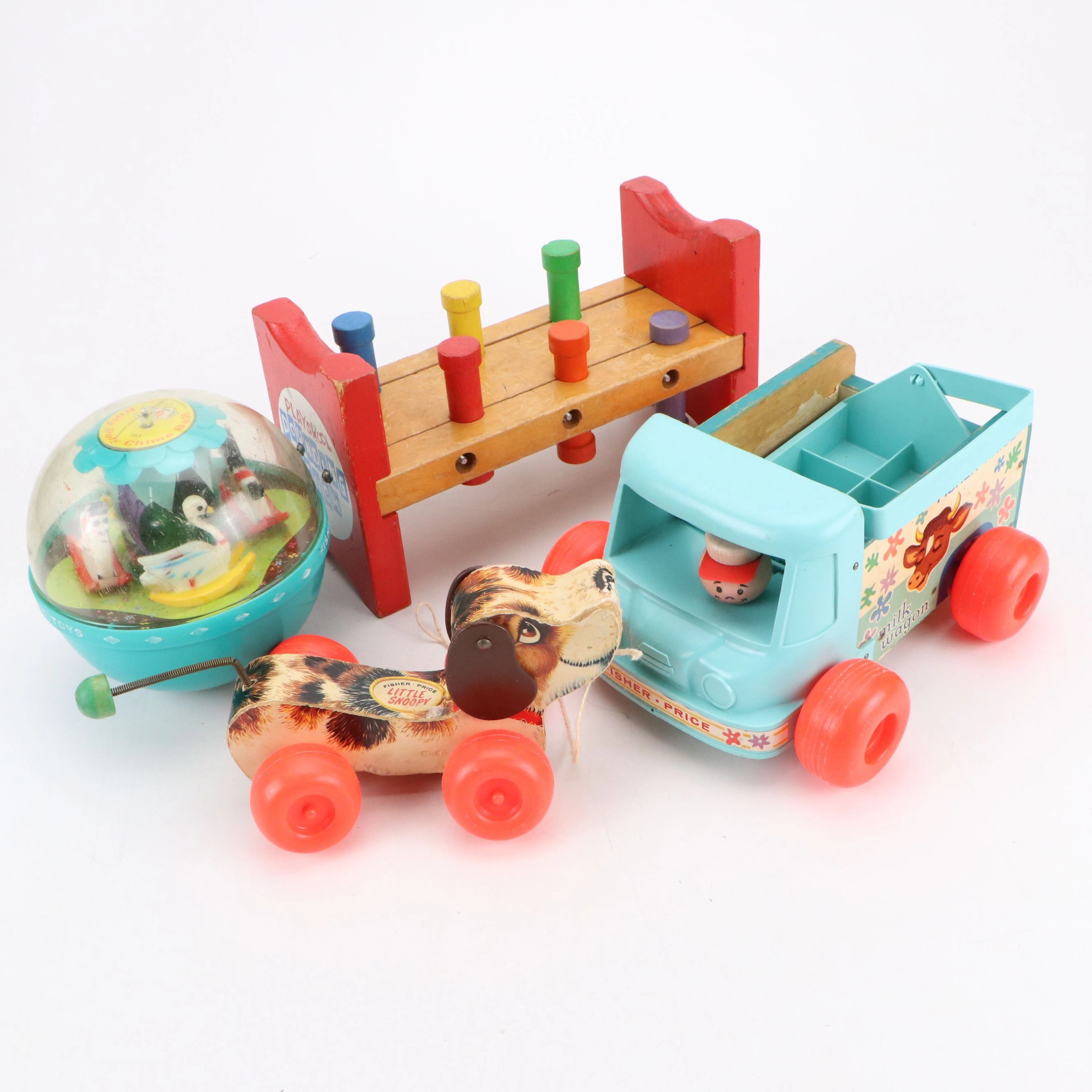 Playskool Pounding Bench with Vintage Fisher-Price Toys
