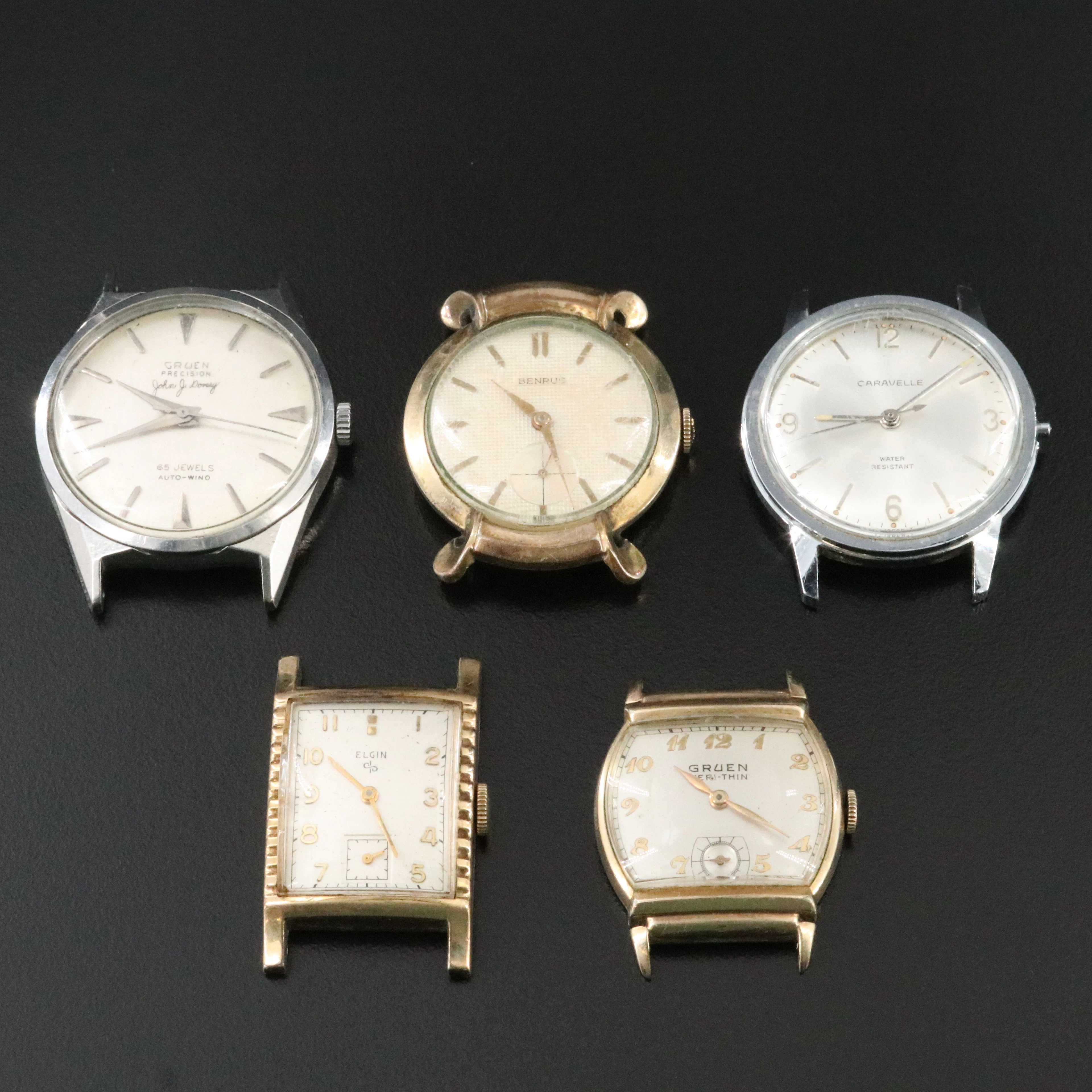 Collection of Vintage Stem and Autowind Watches Featuring Gruen Veri Thin