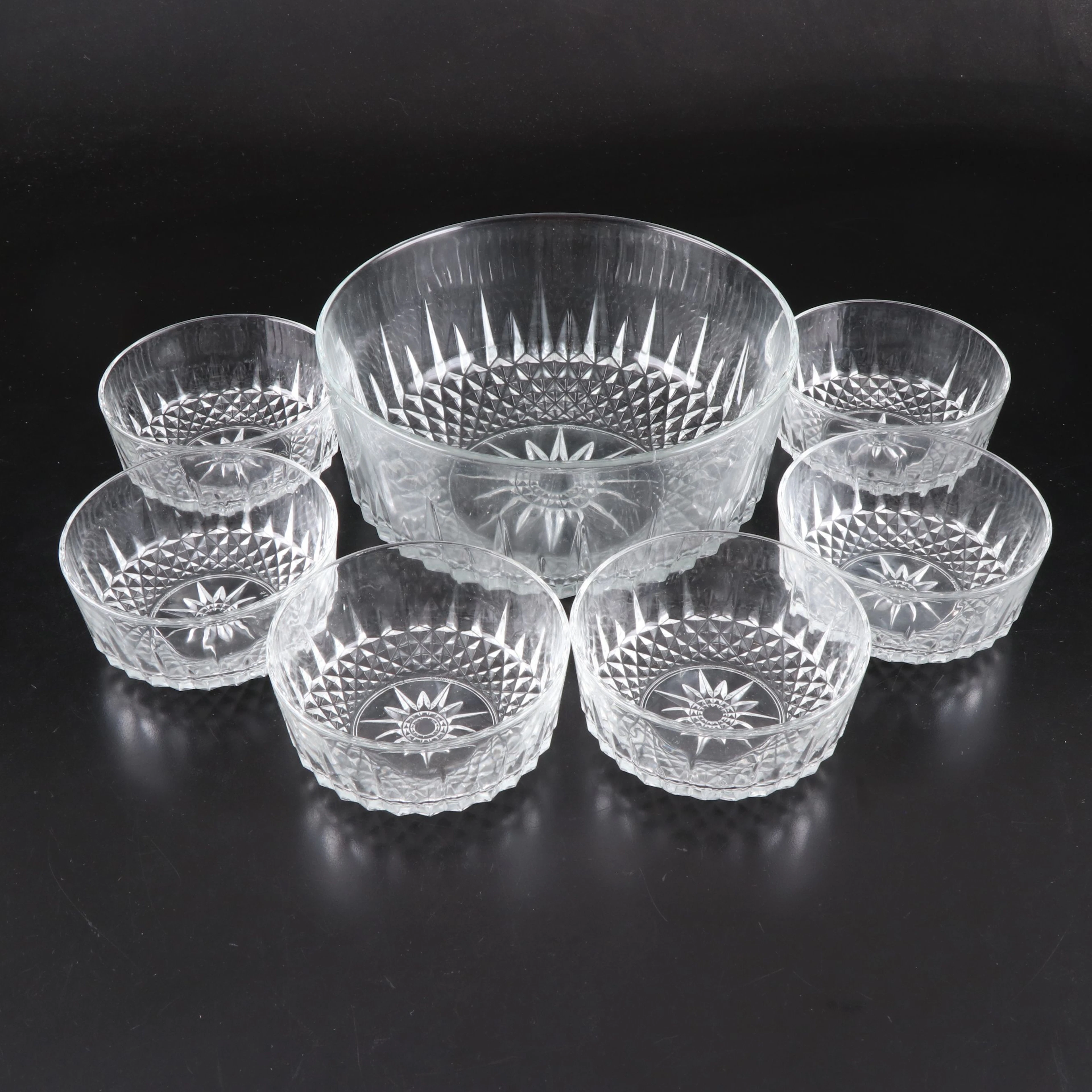 Arcoroc "Diamant" Glass Salad Service, Late 20th Century